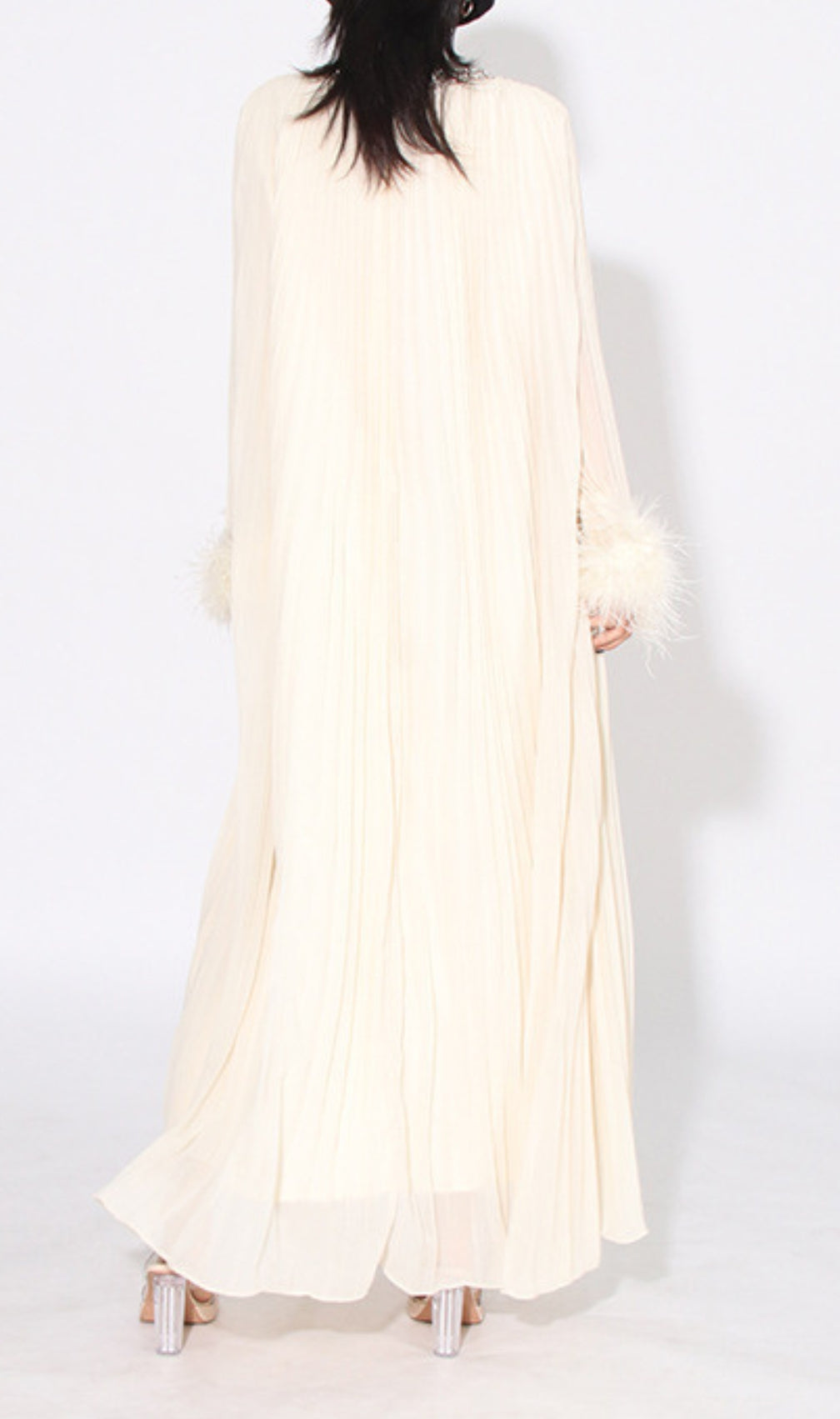 Cierra Diamond Feather Long Sleeve Maxi Dress