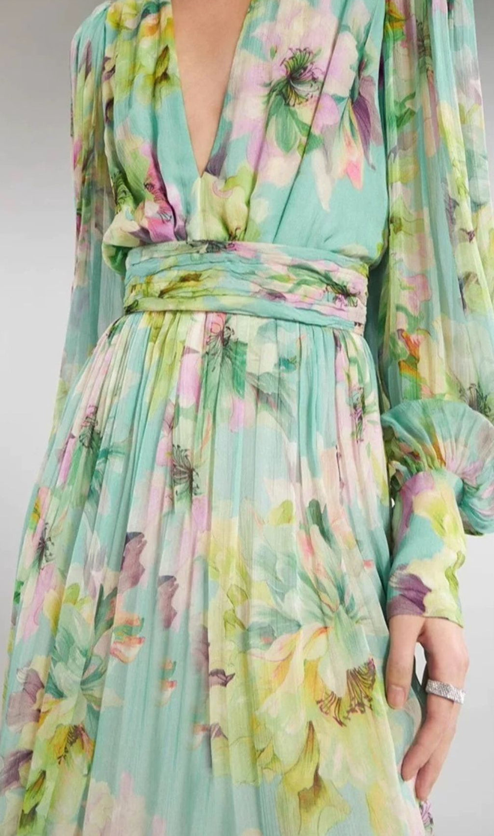 Frymet Floral Printed Long Sleeve Maxi Dress