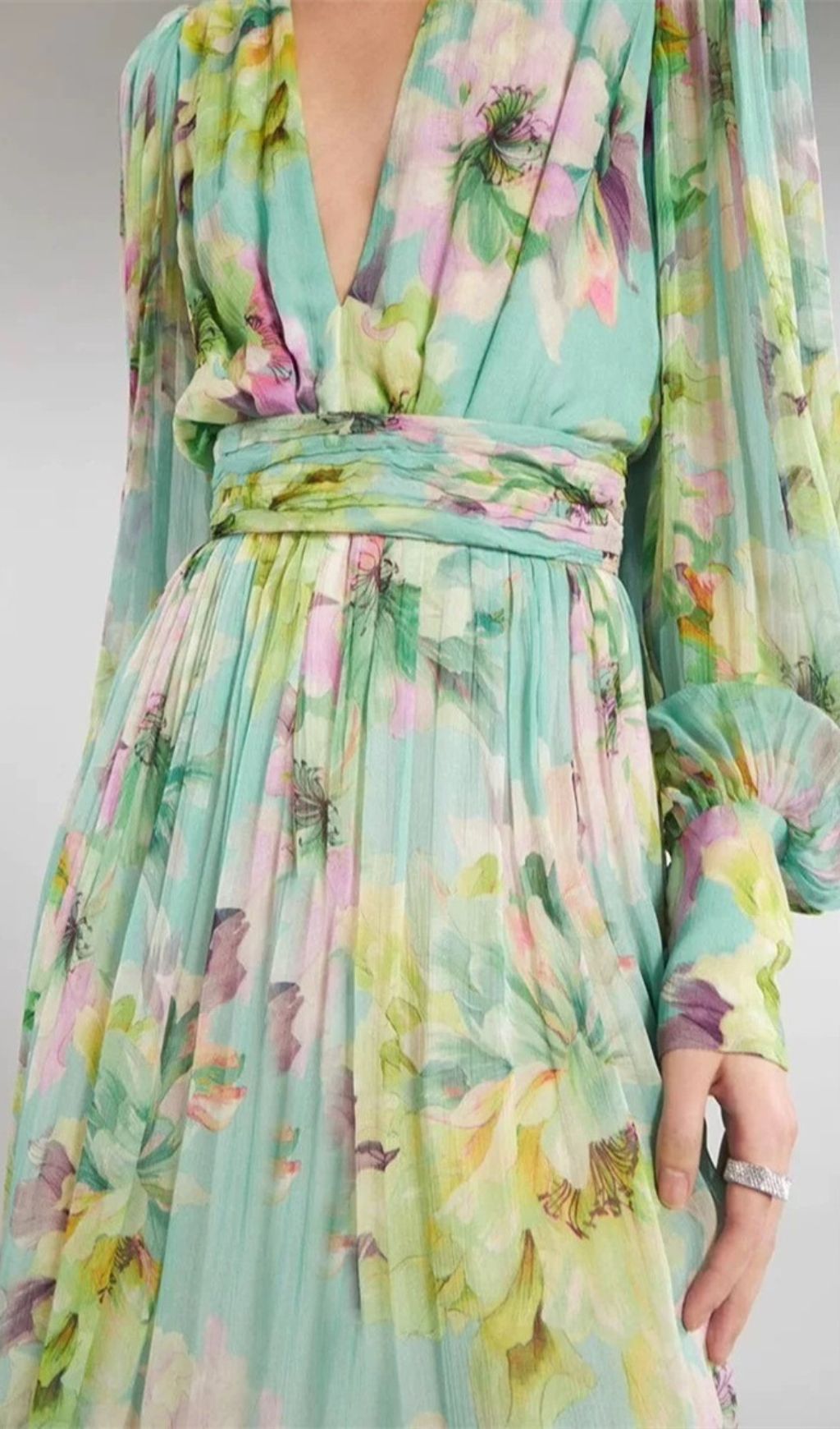 Frymet Floral Printed Long Sleeve Maxi Dress