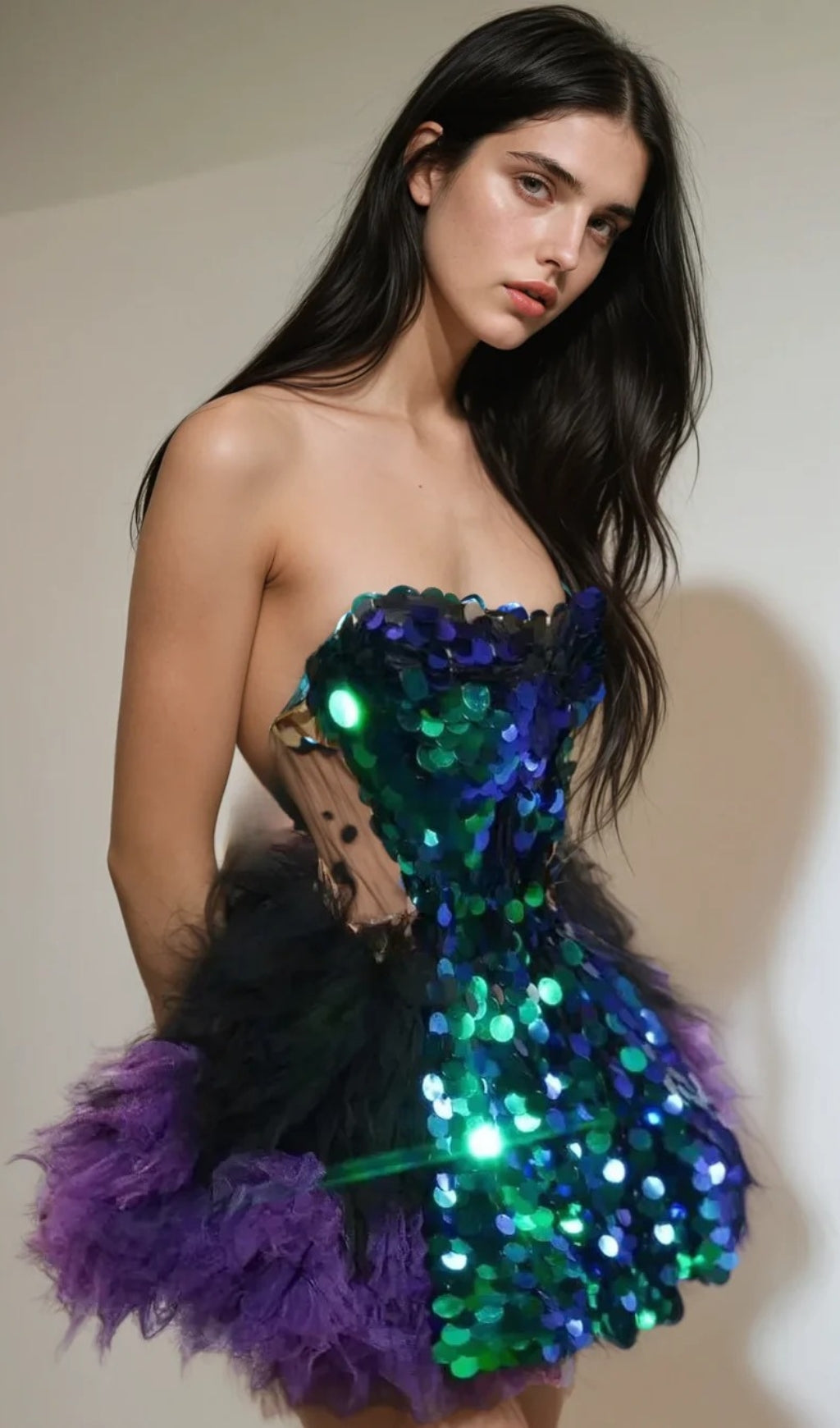 Melina Corset Tulle Trimmed Skirt Set In Purple