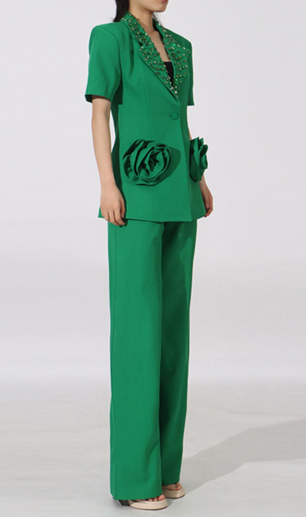 Enola Flower Diamond Blazer & Pants Set