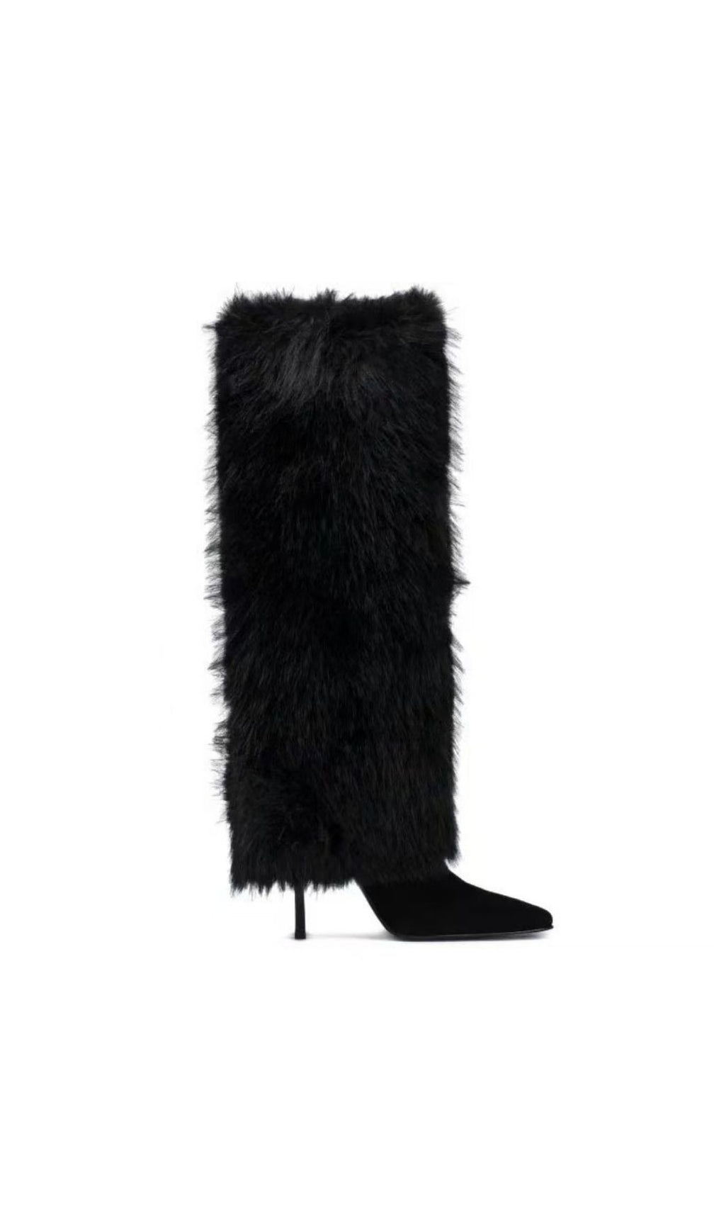 Kassi Black Faux Fur Stiletto Boots | Luxurious Winter Chic