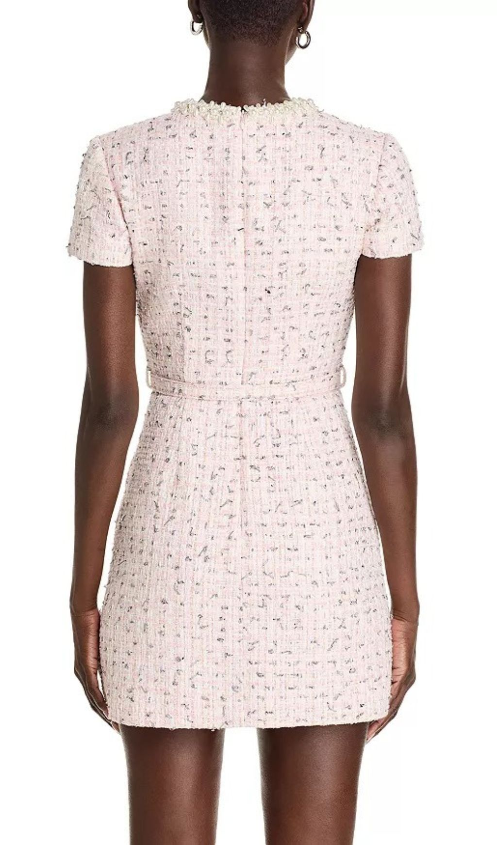 Elegant Faux Pearl Tweed Mini Dress | Chic Embellished Design