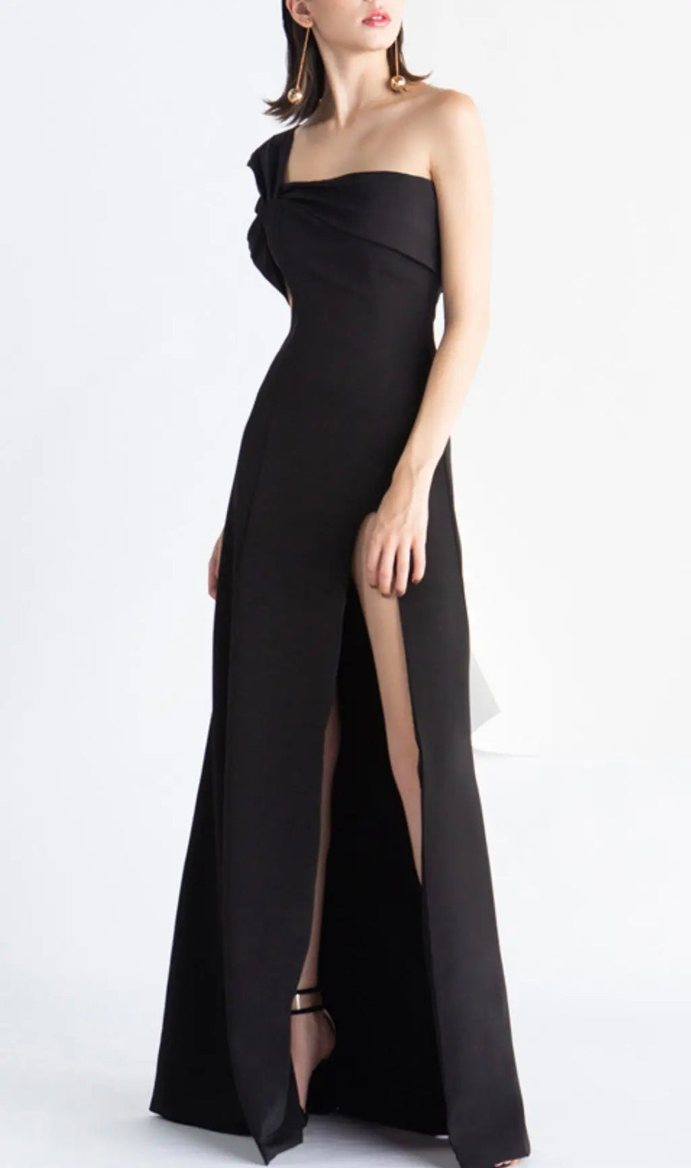 One-Shoulder Mop Dress In Black