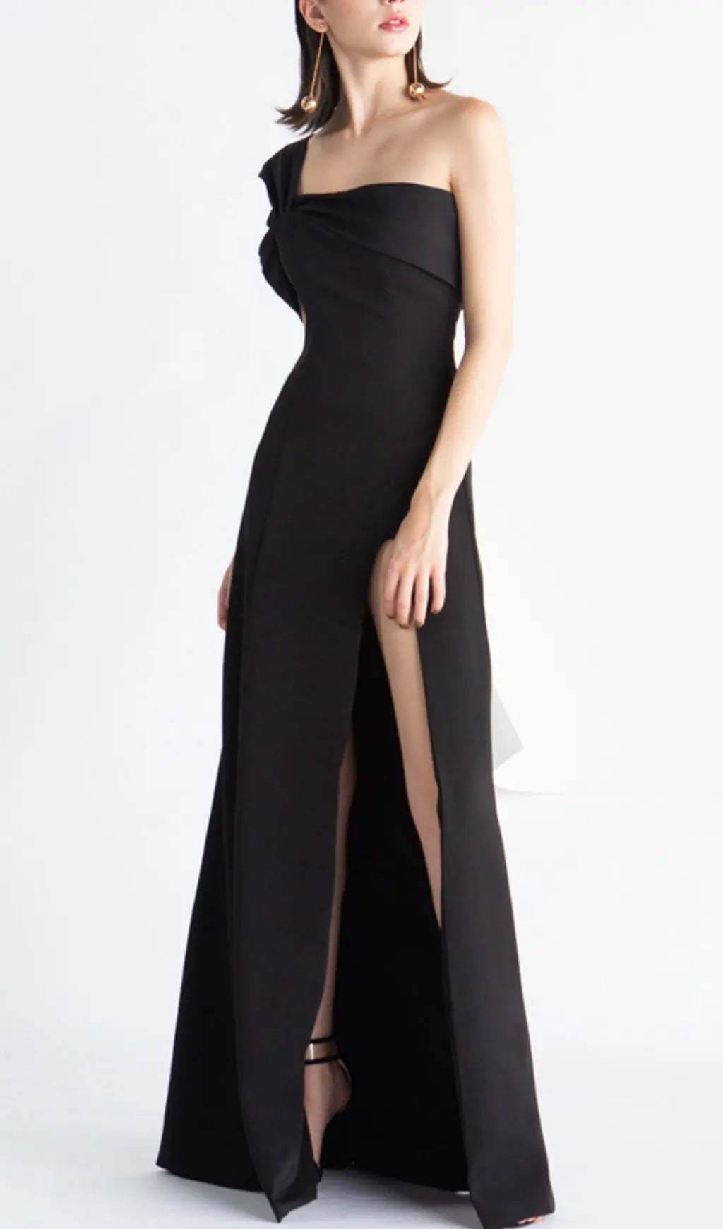 One-Shoulder Mop Dress In Black