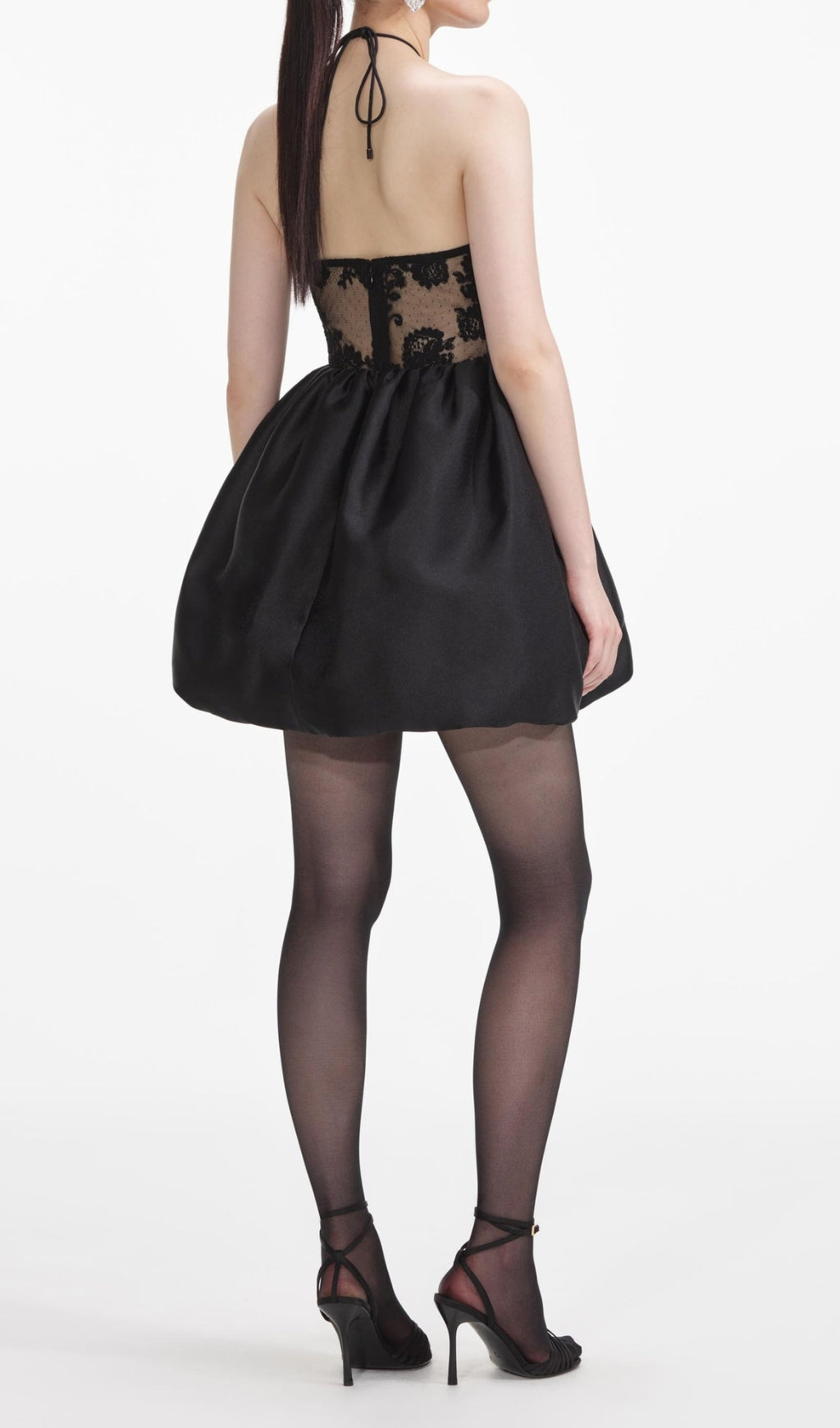 Black Taffeta Halterneck Mini Dress