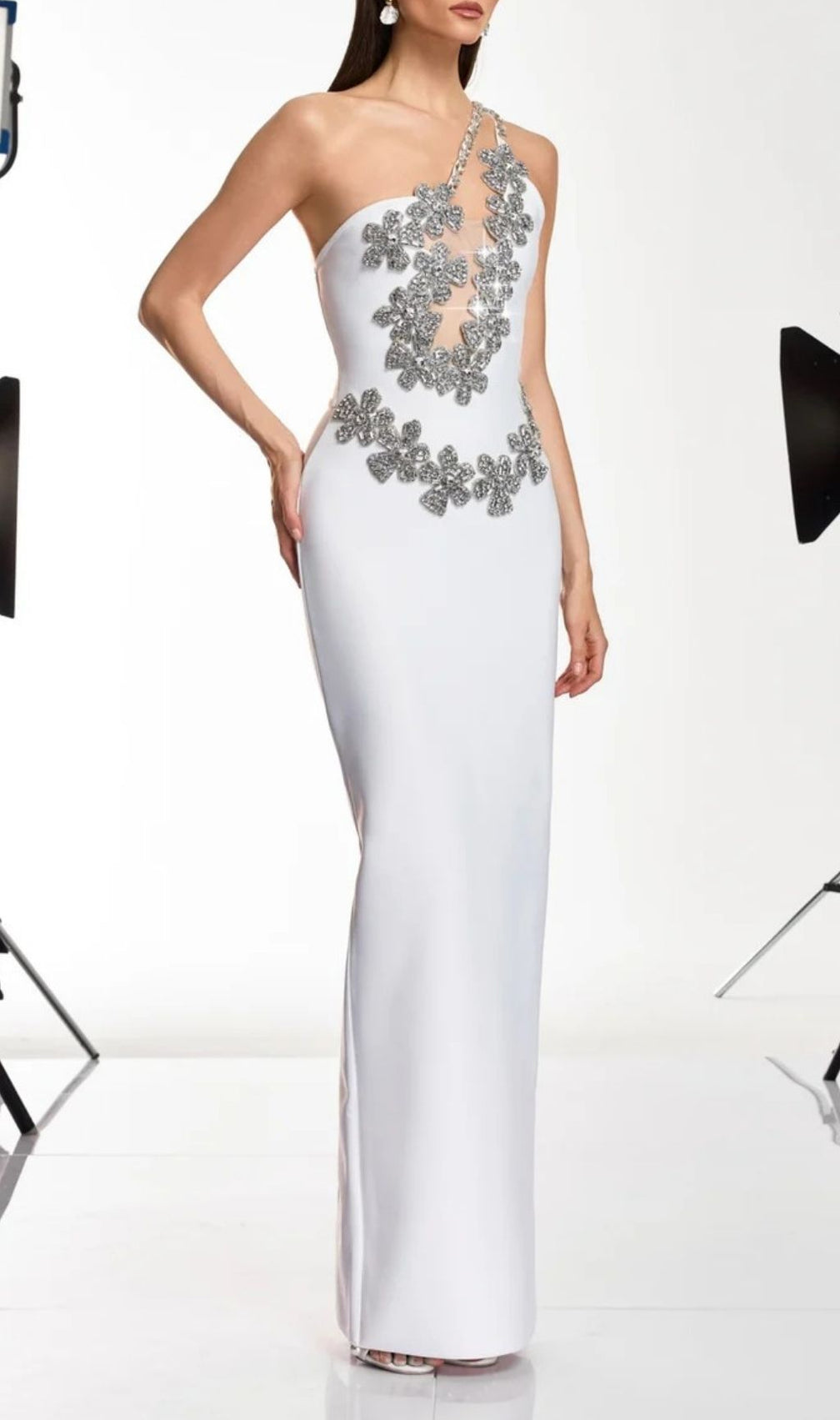 Sirel Diamond Flower Bandage Maxi Dress