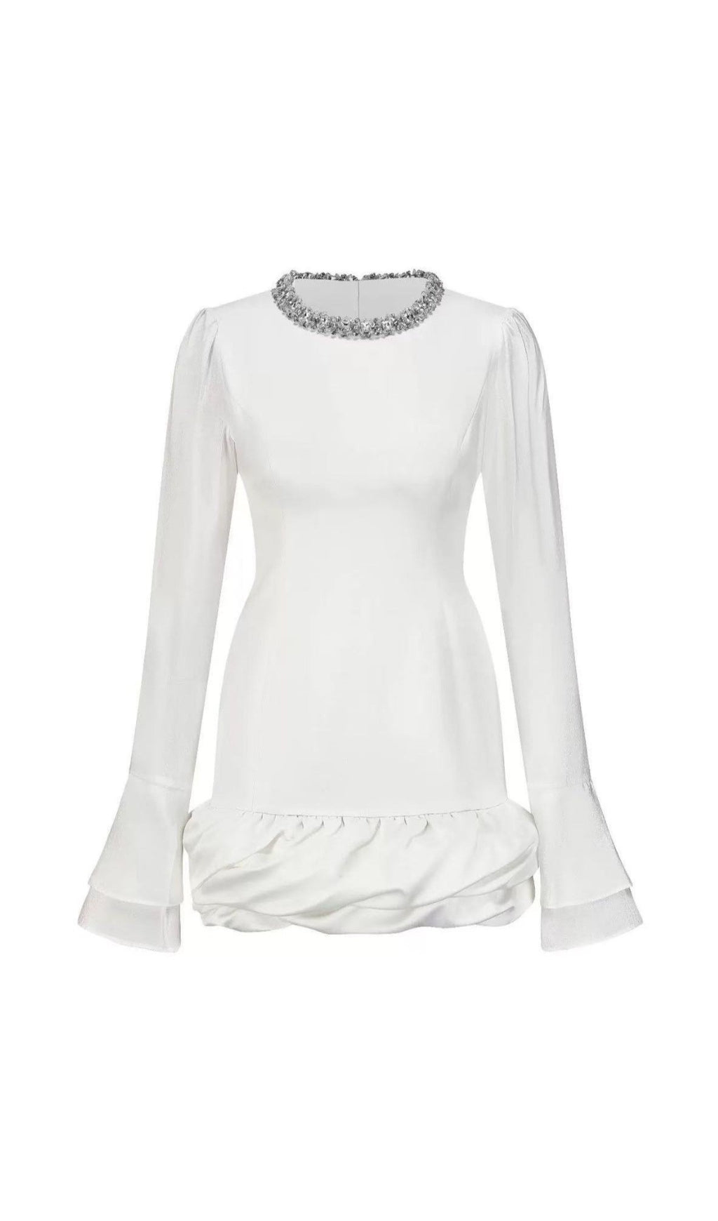Cemre White Long Sleeve Mini Dress