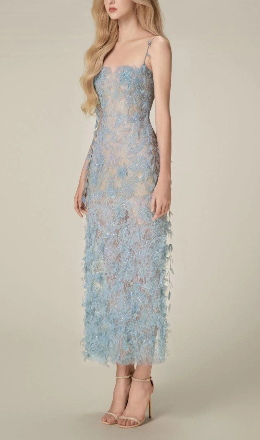 Argo Blue Bead Lace Pencil Dress