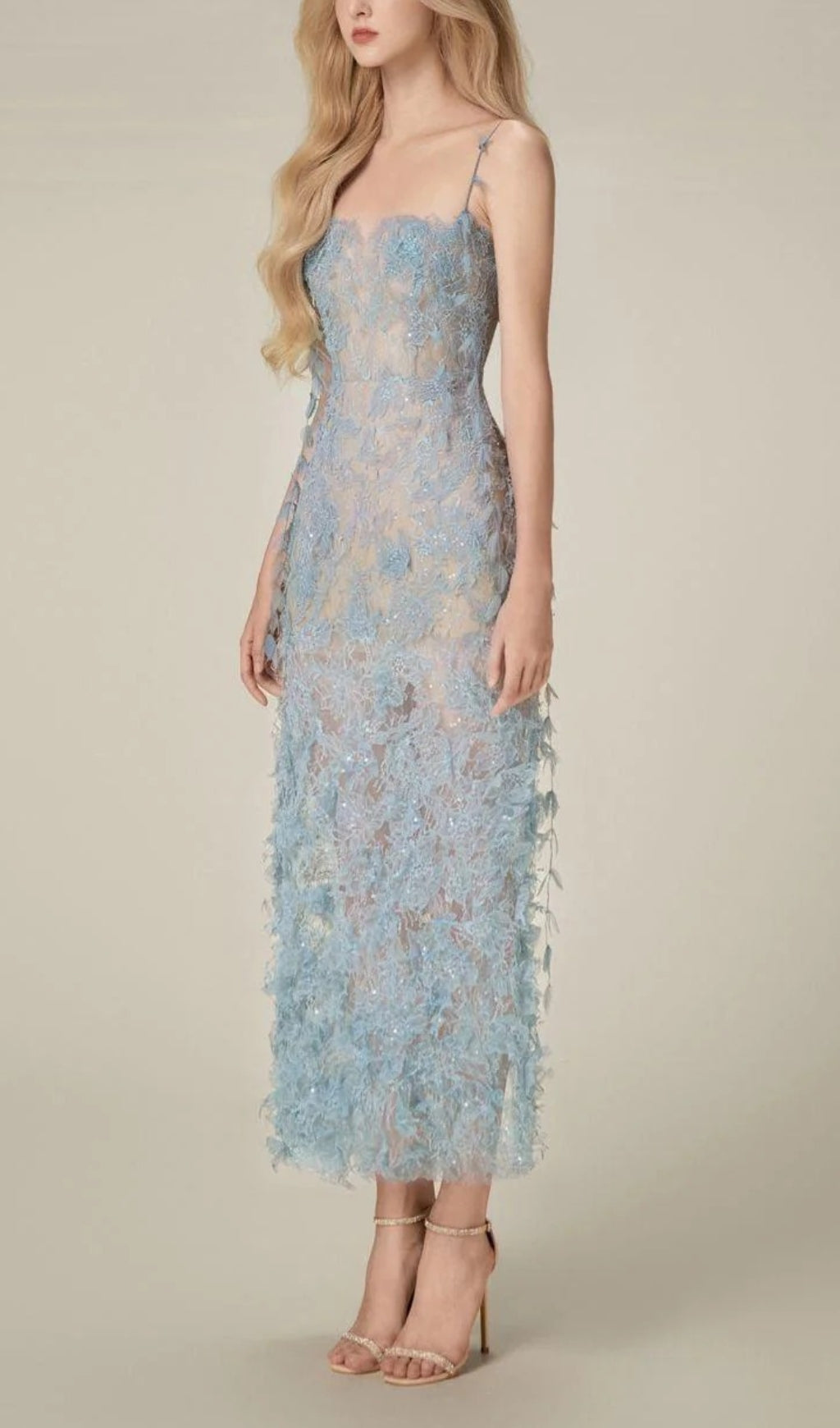 Argo Blue Bead Lace Pencil Dress