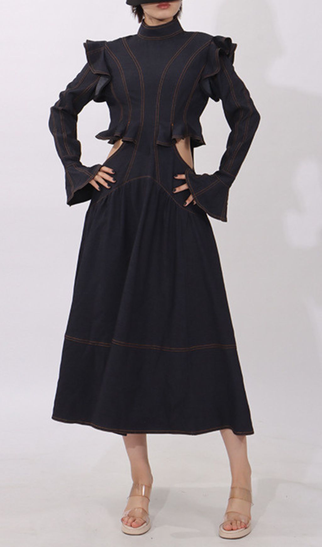 Hui Long Sleeve Cutout Midi Dress