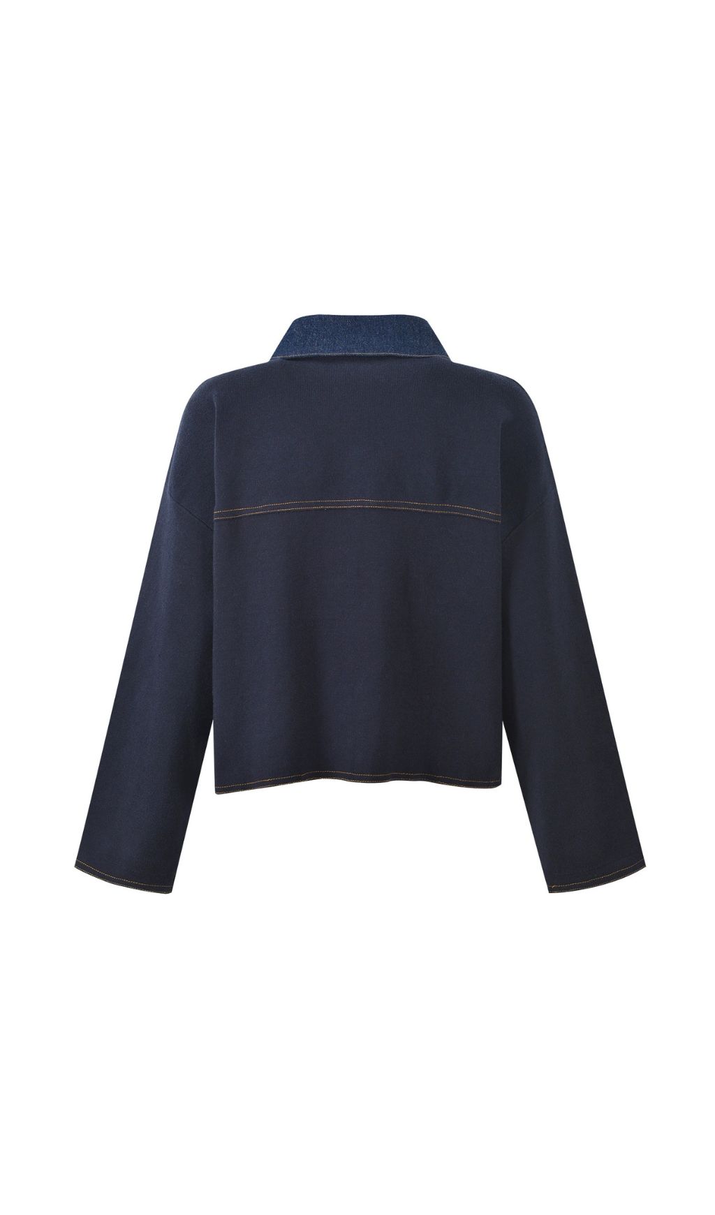 Chic Two-Tone Denim & Knit Blend Cardigan Jacket for Women