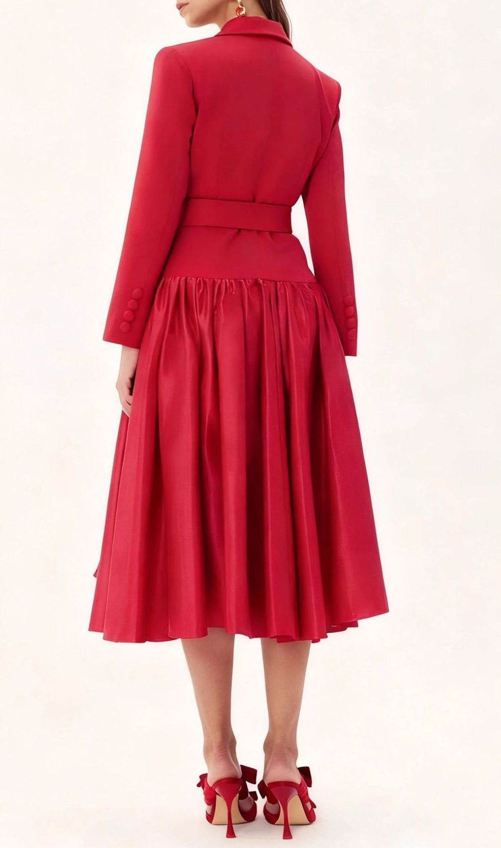 Imogen Red Long Sleeve Belted Blazer Dress - Power & Elegance