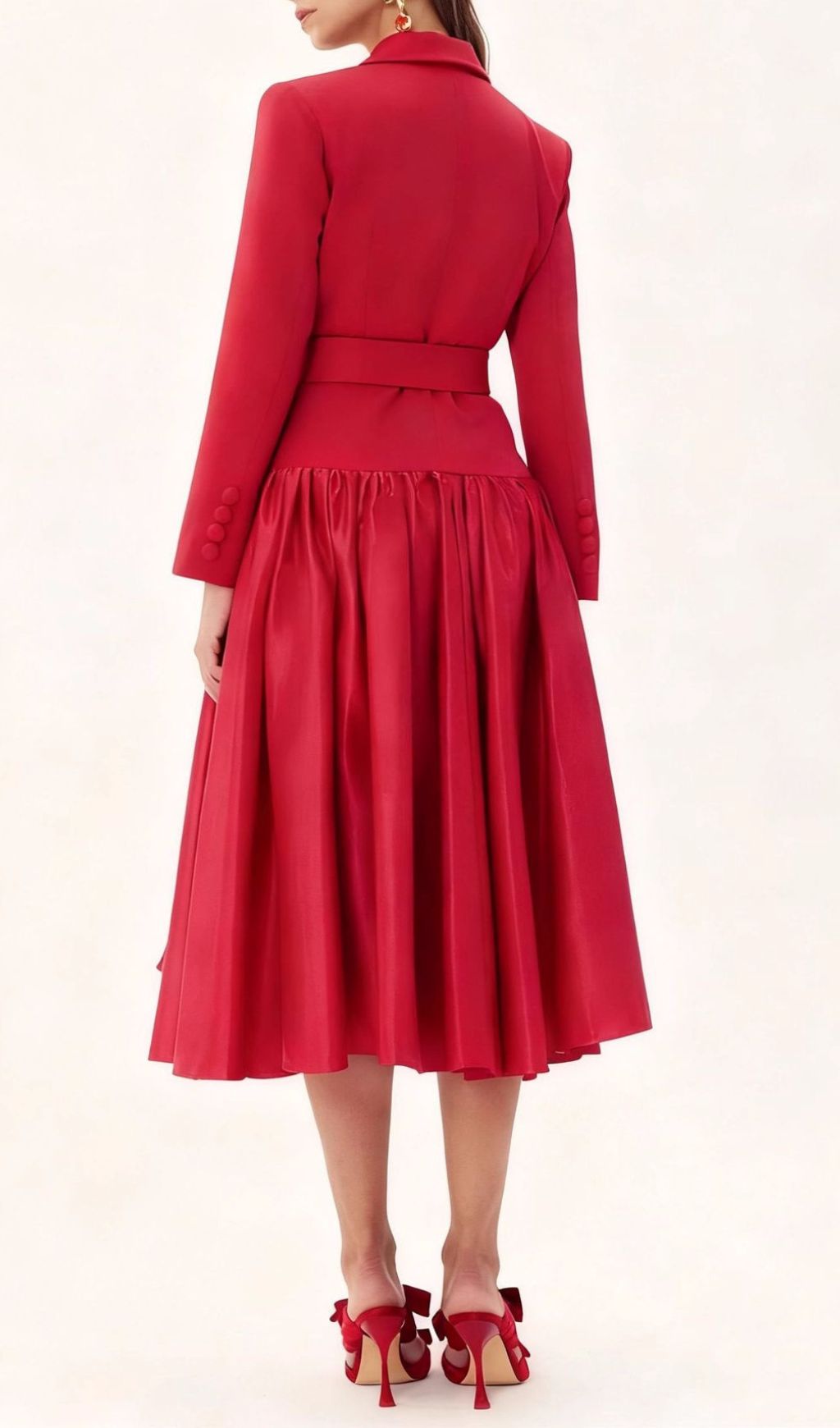 Imogen Red Long Sleeve Belted Blazer Dress - Power & Elegance