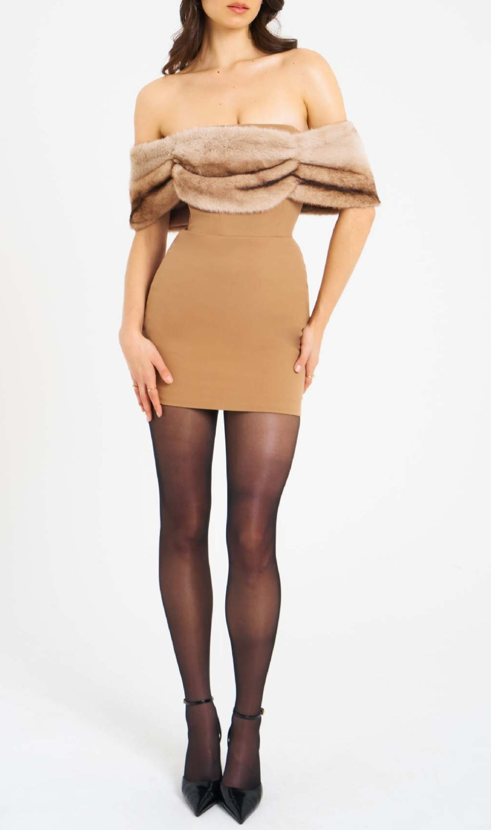 Colista Off-Shoulder Faux Fur Mini Dress