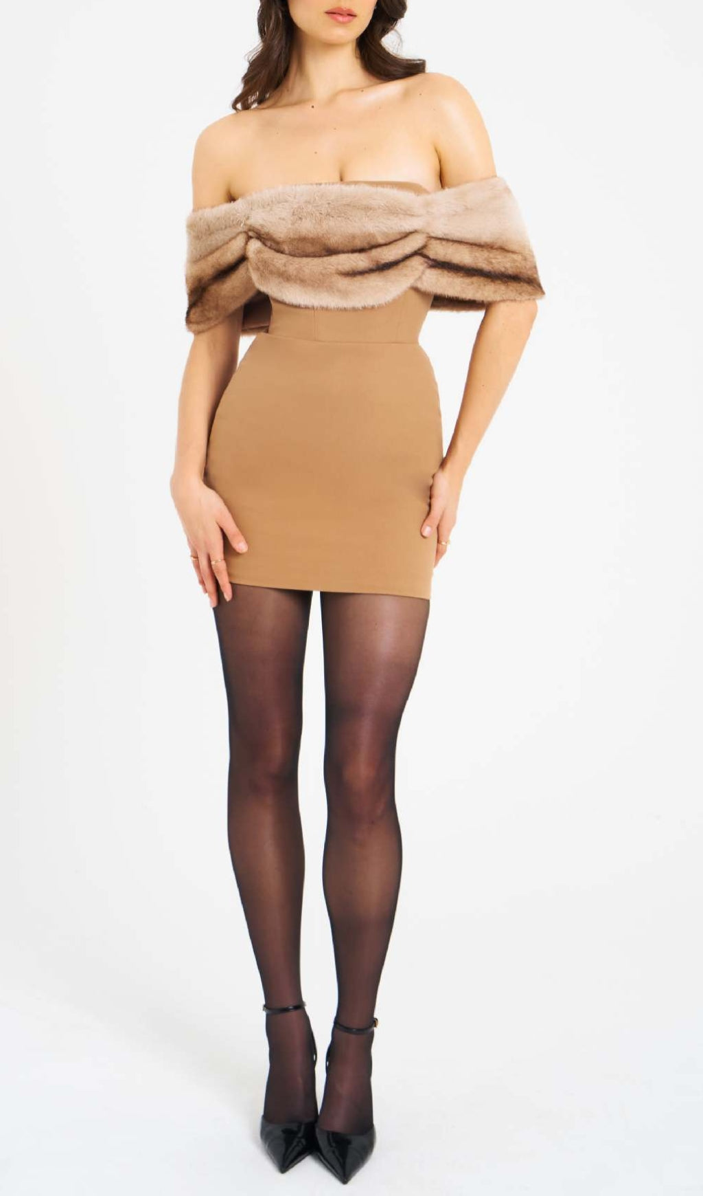 Colista Off-Shoulder Faux Fur Mini Dress