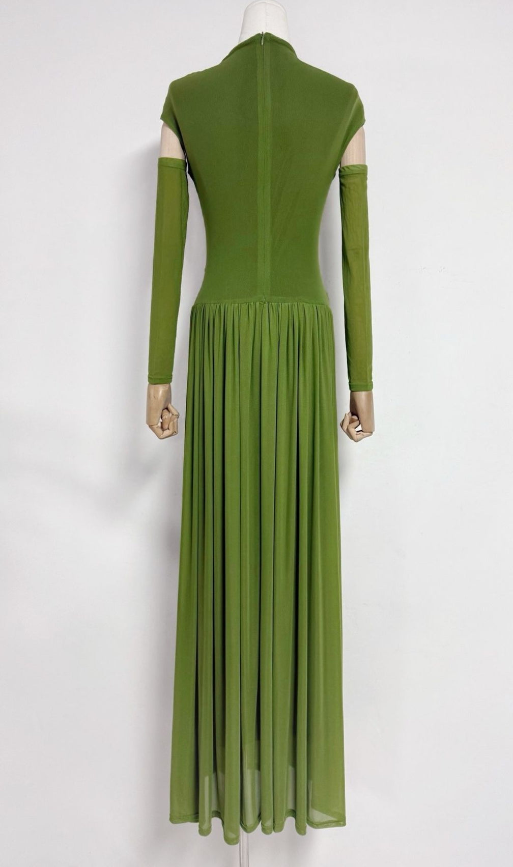 Kiele Emerald Green Ruched Maxi Gown with Detached Sleeves