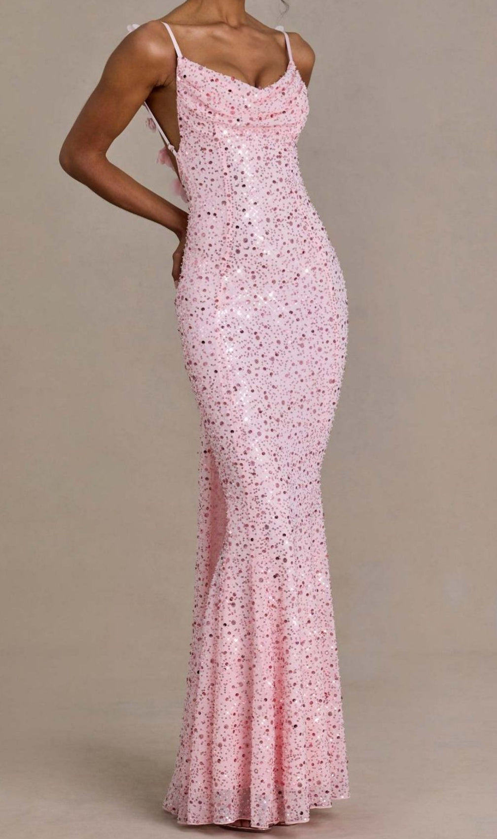 Khaza Dazzling Pink Sequin Backless Maxi Gown - Strappy Formal Dress