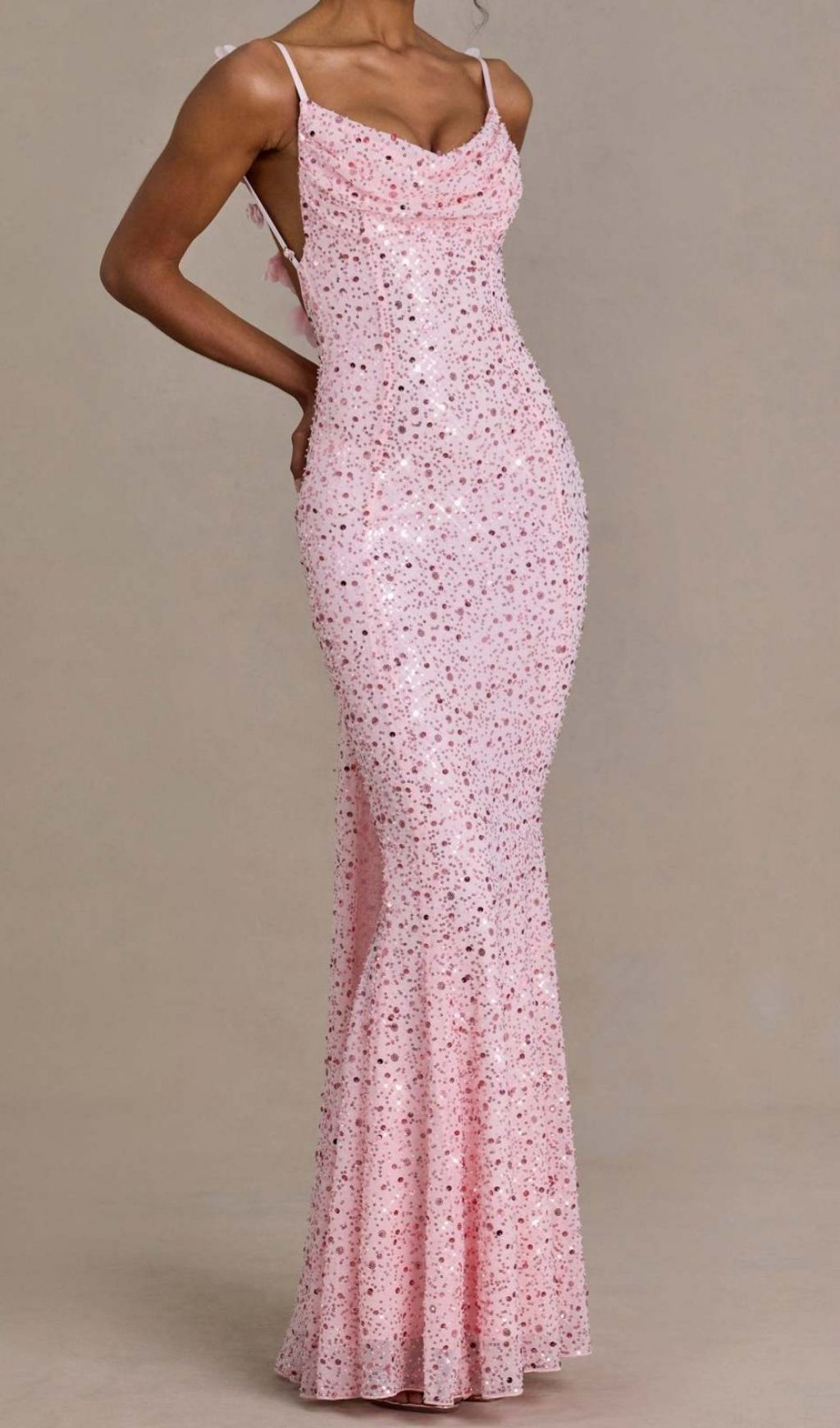 Khaza Dazzling Pink Sequin Backless Maxi Gown - Strappy Formal Dress