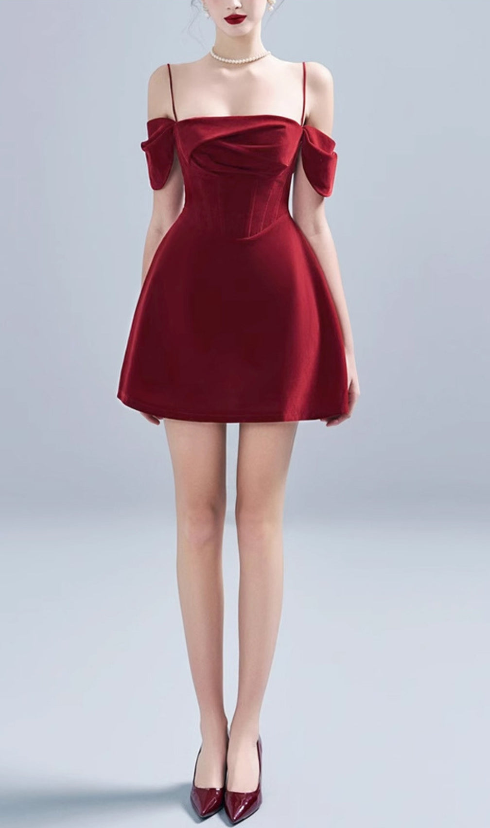 Canice Red Ruched Corset Mini Dress