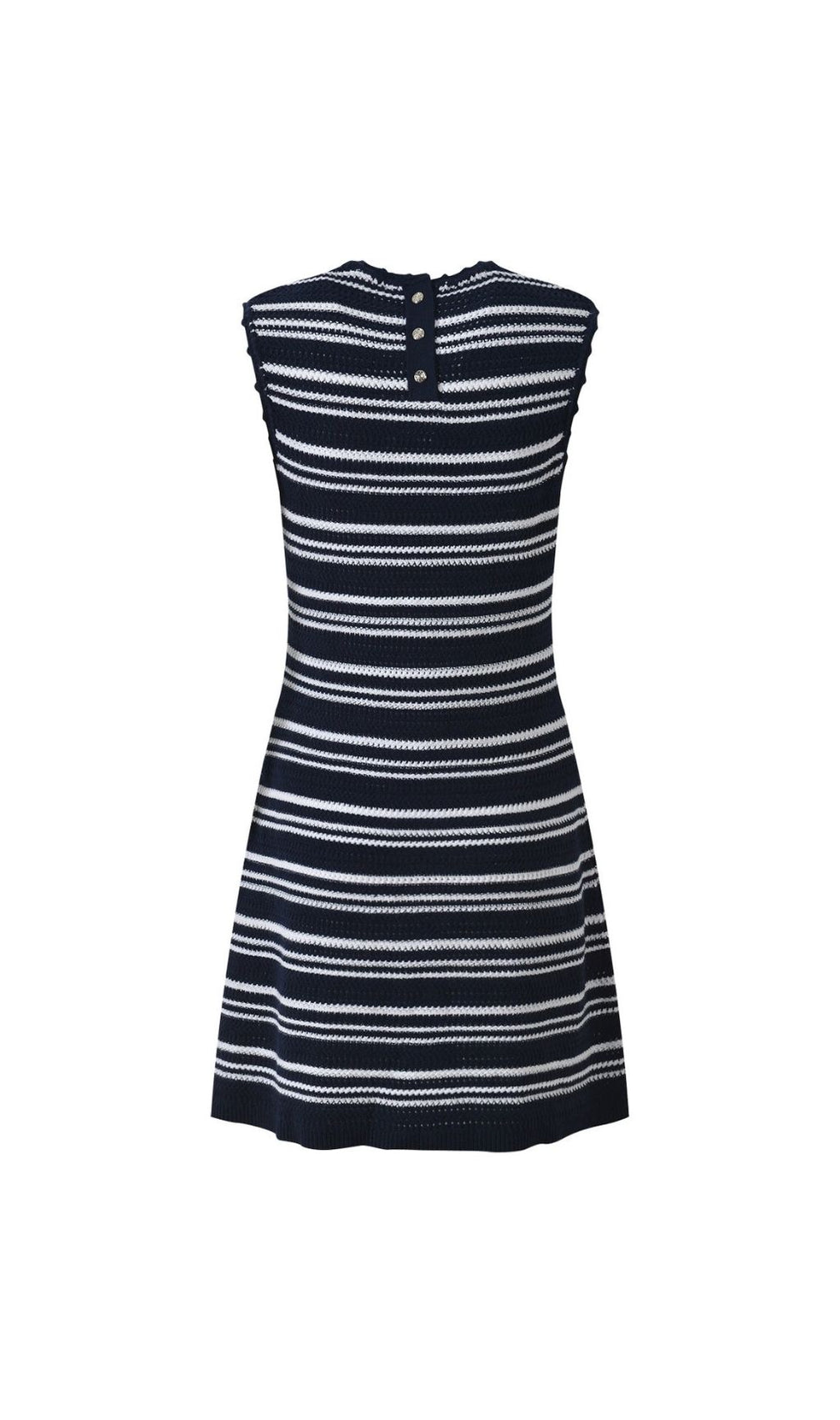 Chic Striped Rib-Knit Mini Dress - Sleeveless Crochet Style for Women