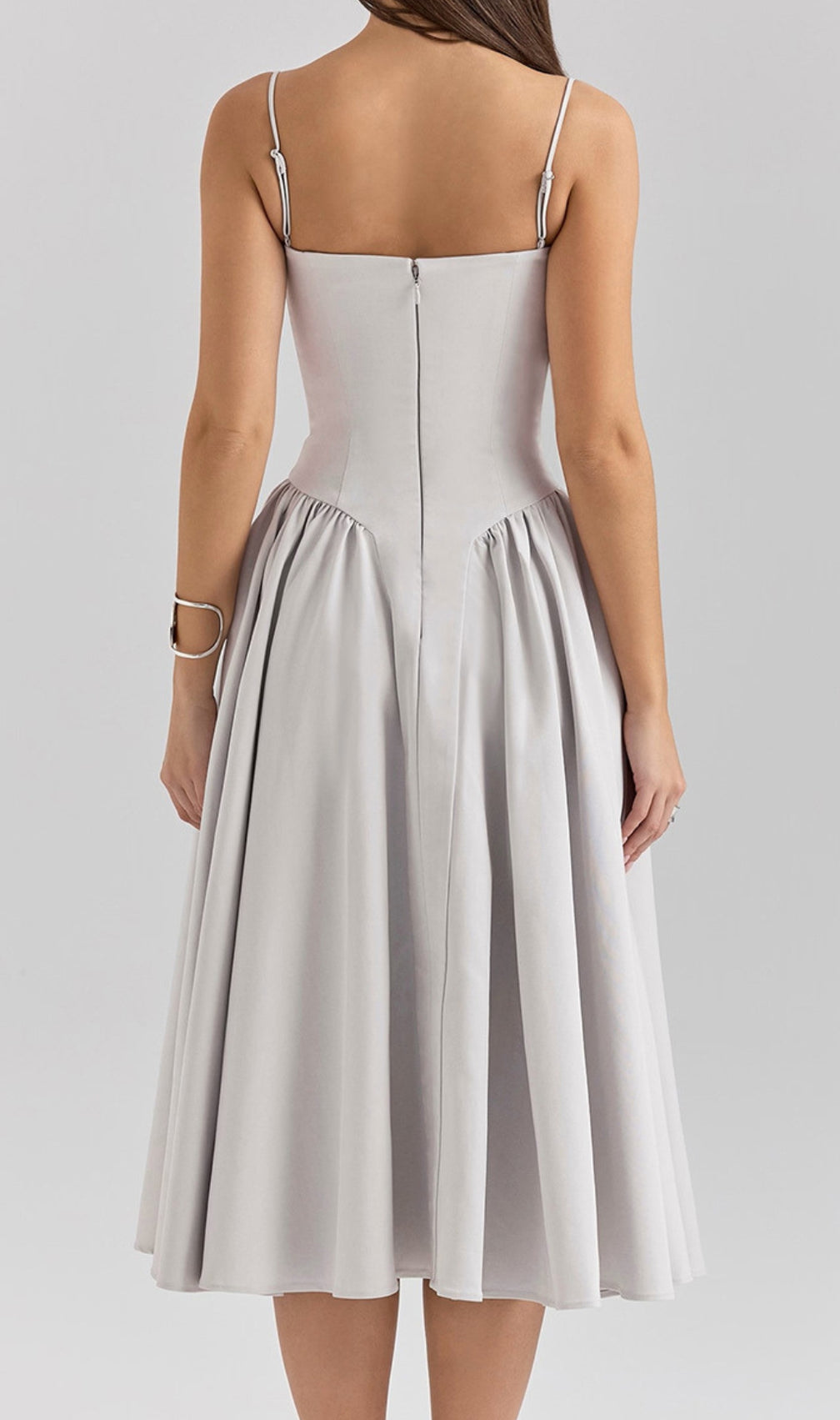 Dextra Grey Strappy Midi Dress