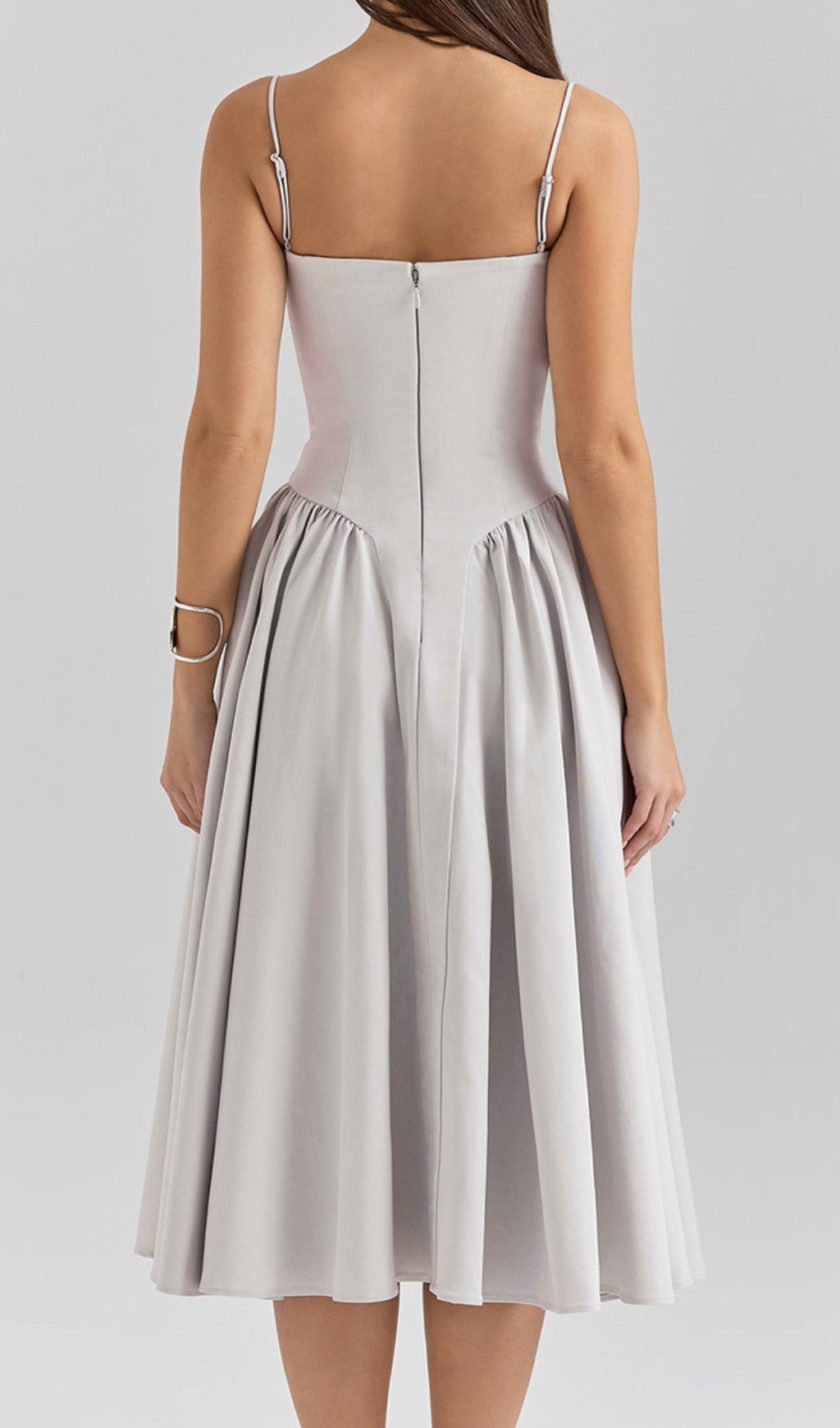 Dextra Grey Strappy Midi Dress