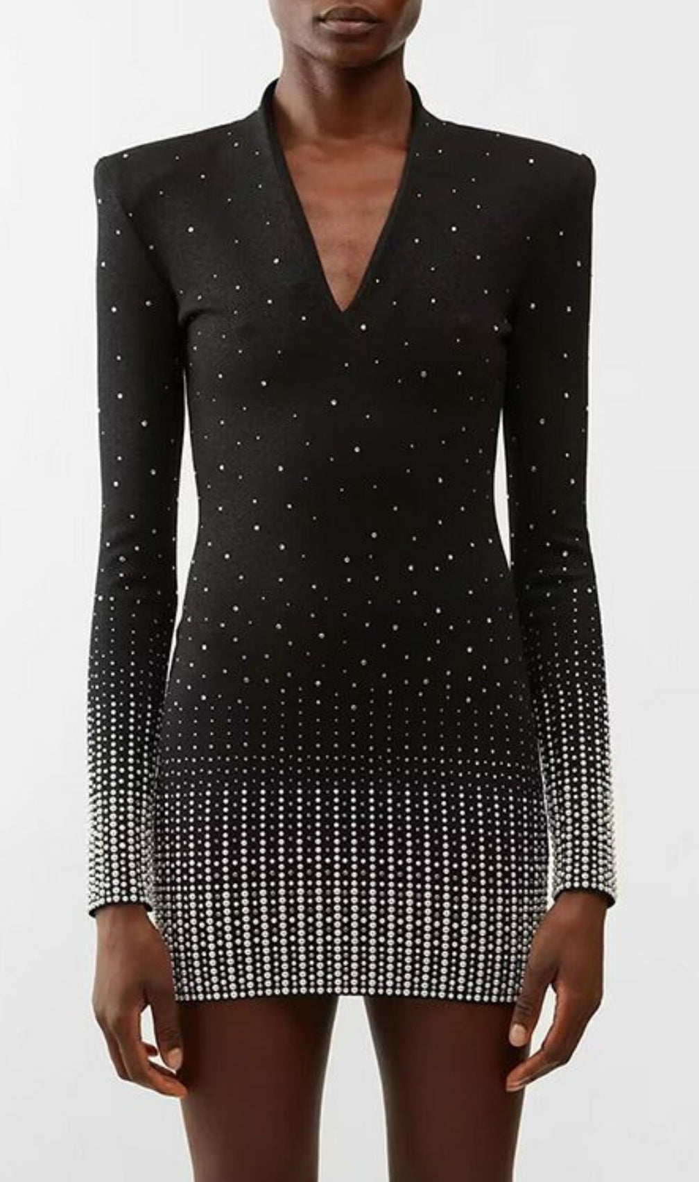 Embellished Knit Mini Dress In Black