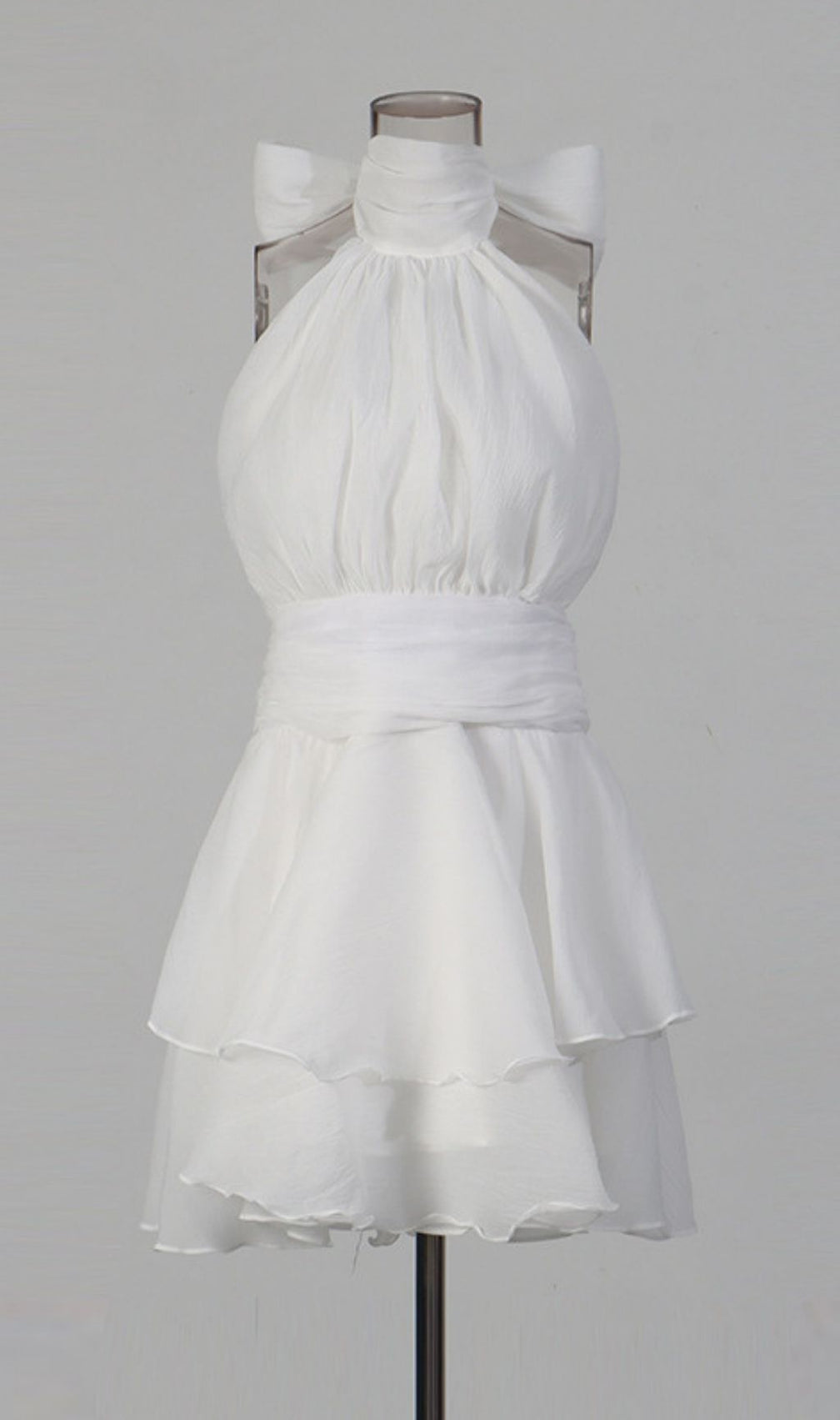 Kennedi White Halter Tiered Mini Dress | Effortless Chic Summer Style