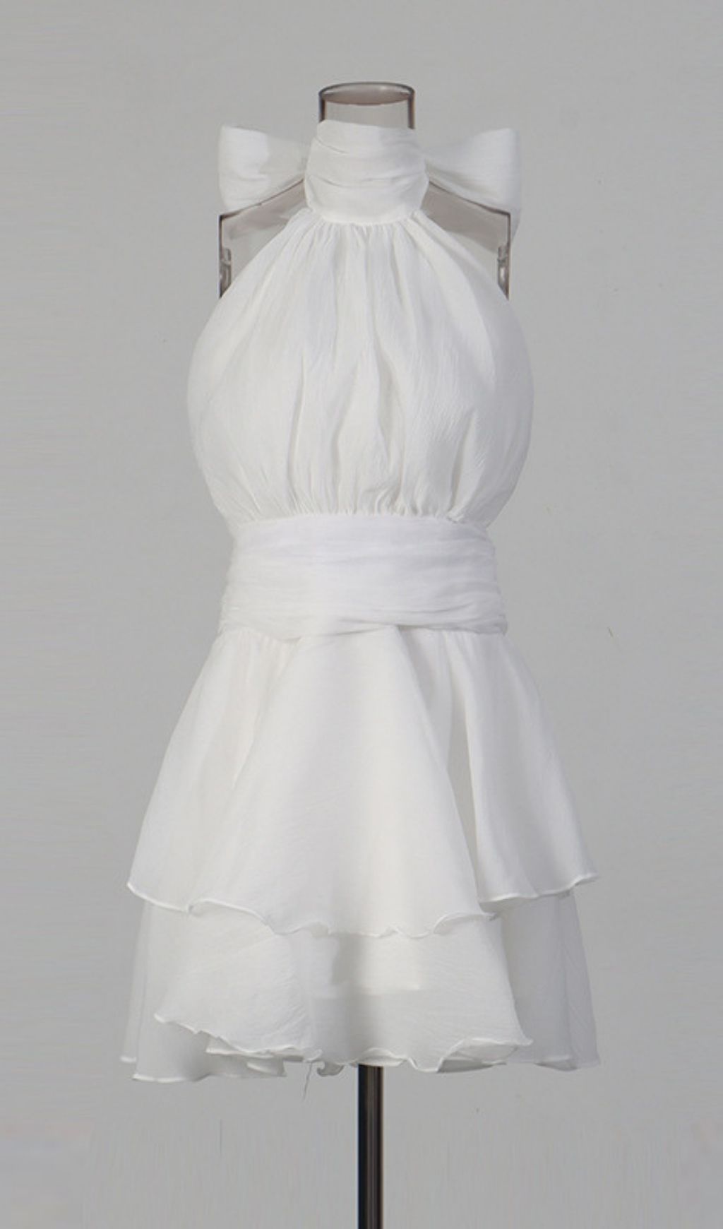Kennedi White Halter Tiered Mini Dress | Effortless Chic Summer Style
