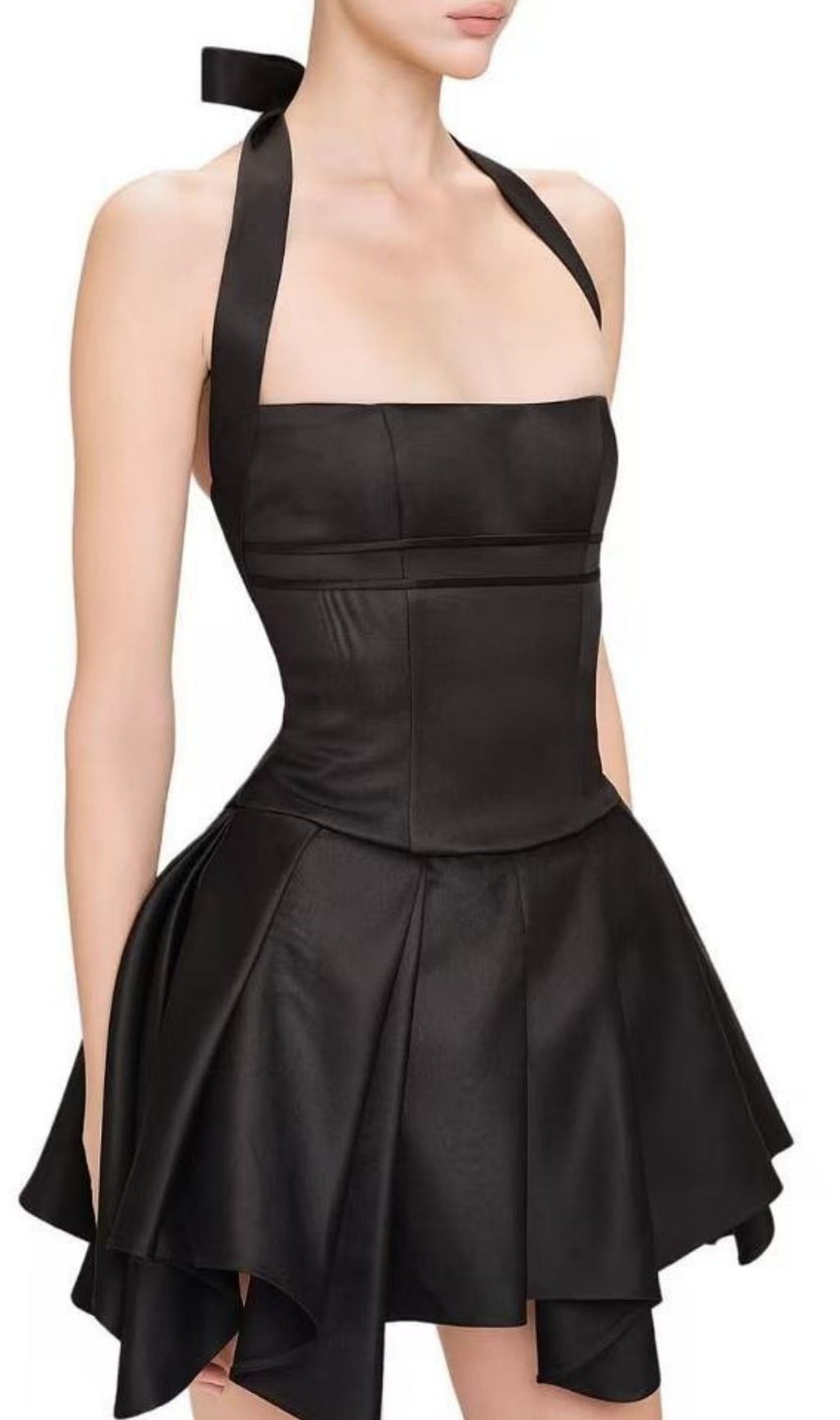 Katsu Black Halter Mini Dress: Chic & Flirty Statement Style