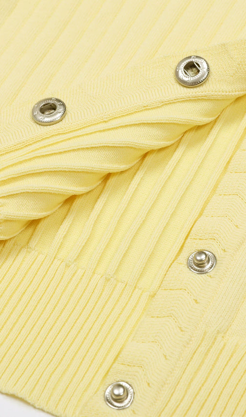 Jackie Yellow Ribbed Knit Maxi Dress & Cardigan Set