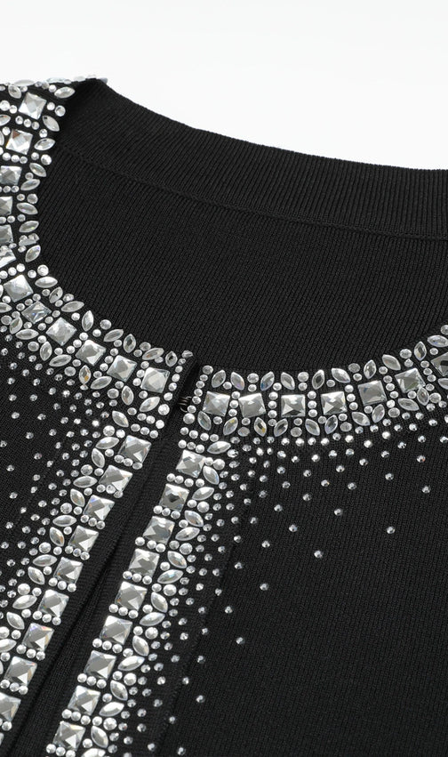 Kinsey Black Diamante Knit Cardigan & Midi Dress Set