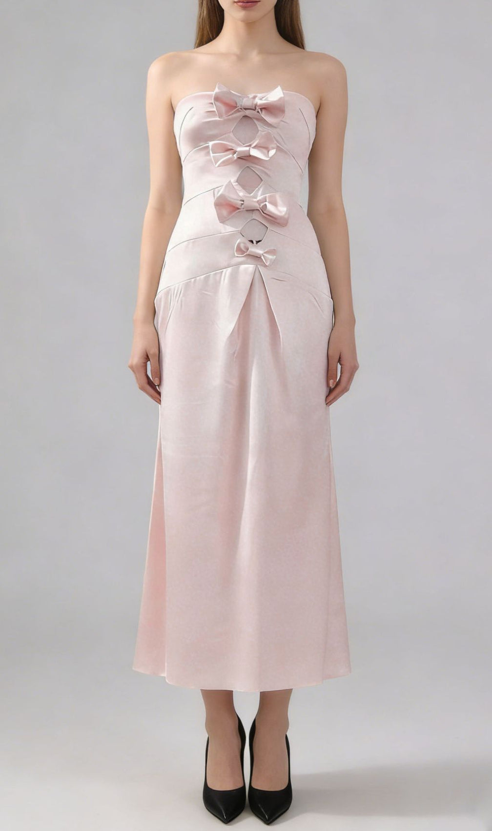 Jenielle Strapless Bow Midi Dress | Elegant Occasion Wear for Women