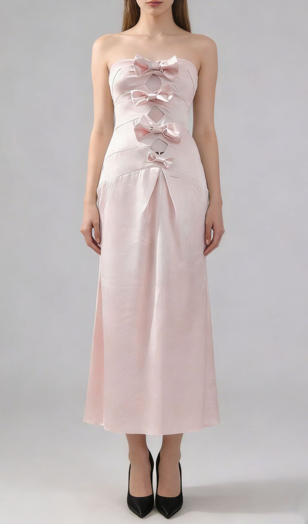 Jenielle Strapless Bow Midi Dress | Elegant Occasion Wear for Women