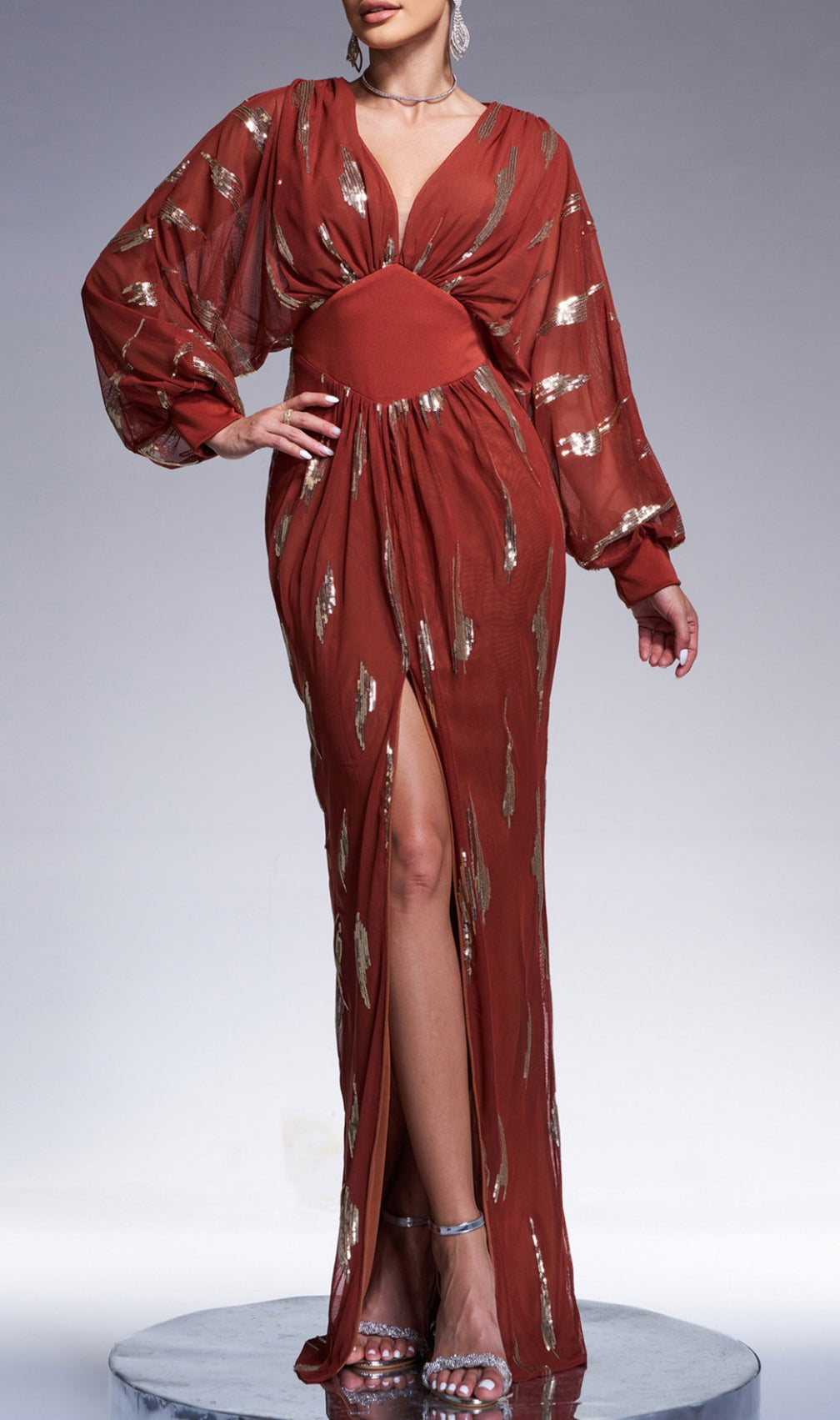 Briallen V-Neck Long Sleeve Maxi Dress