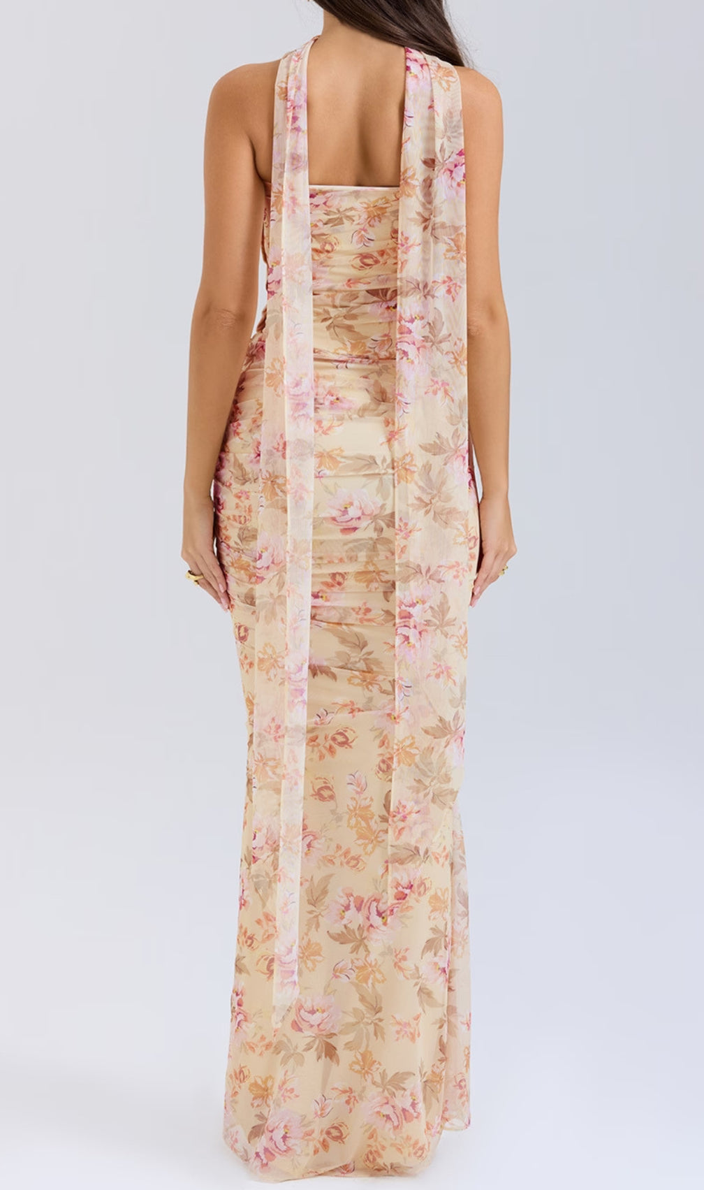 Barbie Floral Corset Top Fluted Hem Maxi Dress