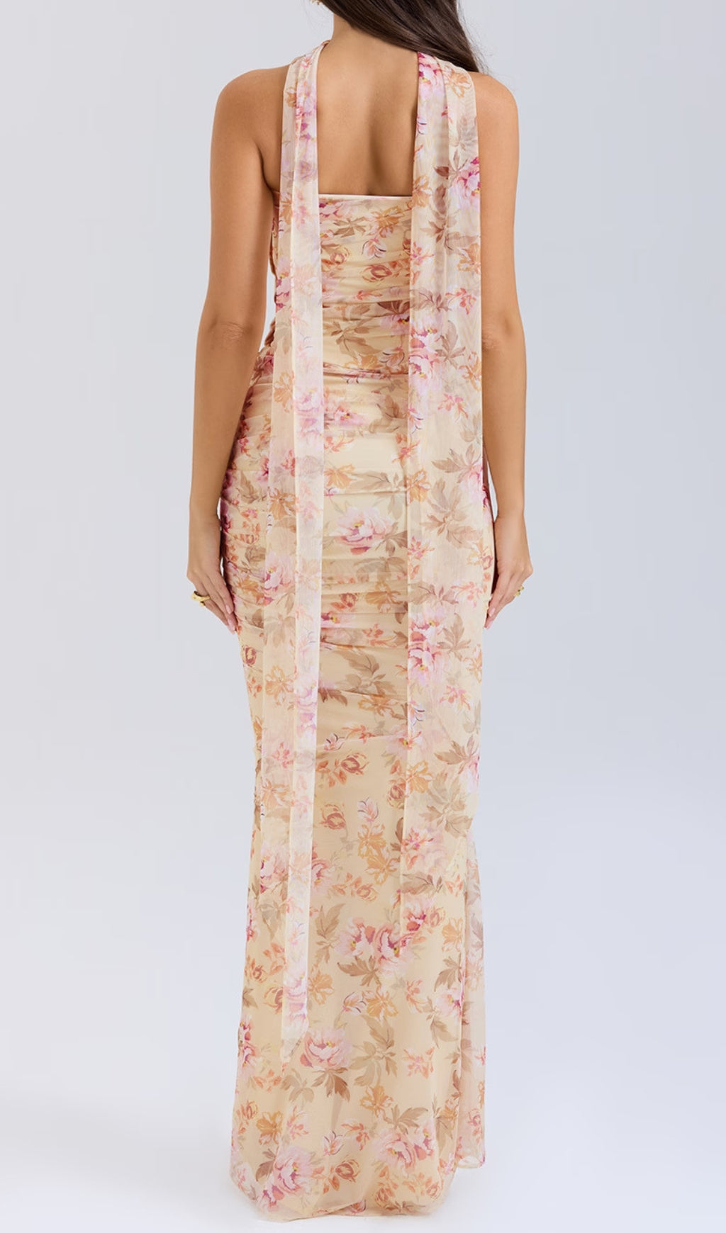 Barbie Floral Corset Top Fluted Hem Maxi Dress