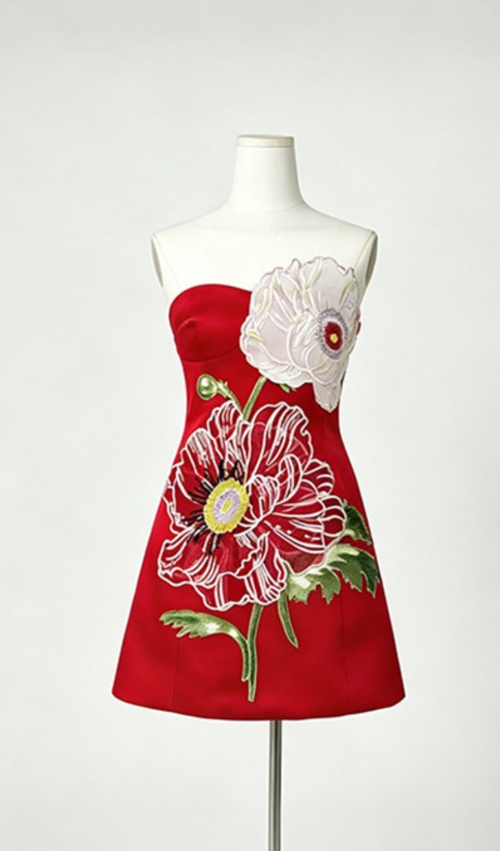 Lailah Red Strapless Flower Mini Dress