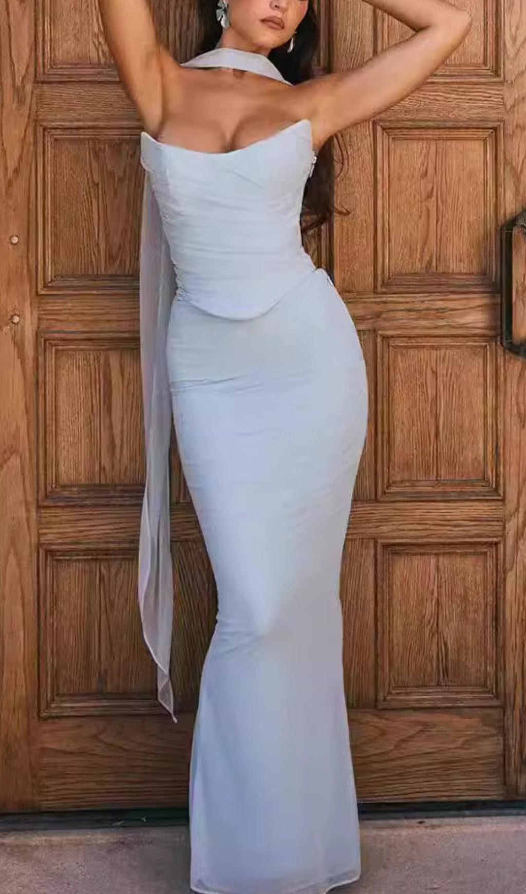 Barbie Bluebell Corset Top Fluted Hem Maxi Dress