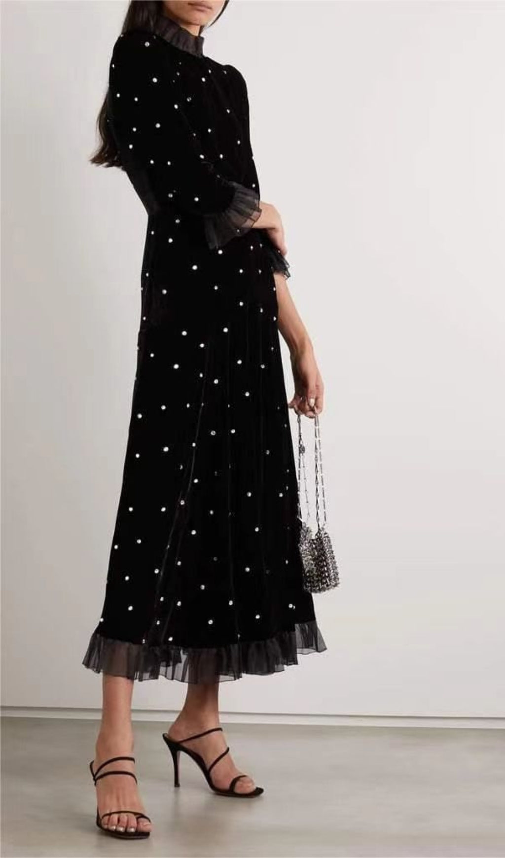 Abarne Velvet Dress With Crystals