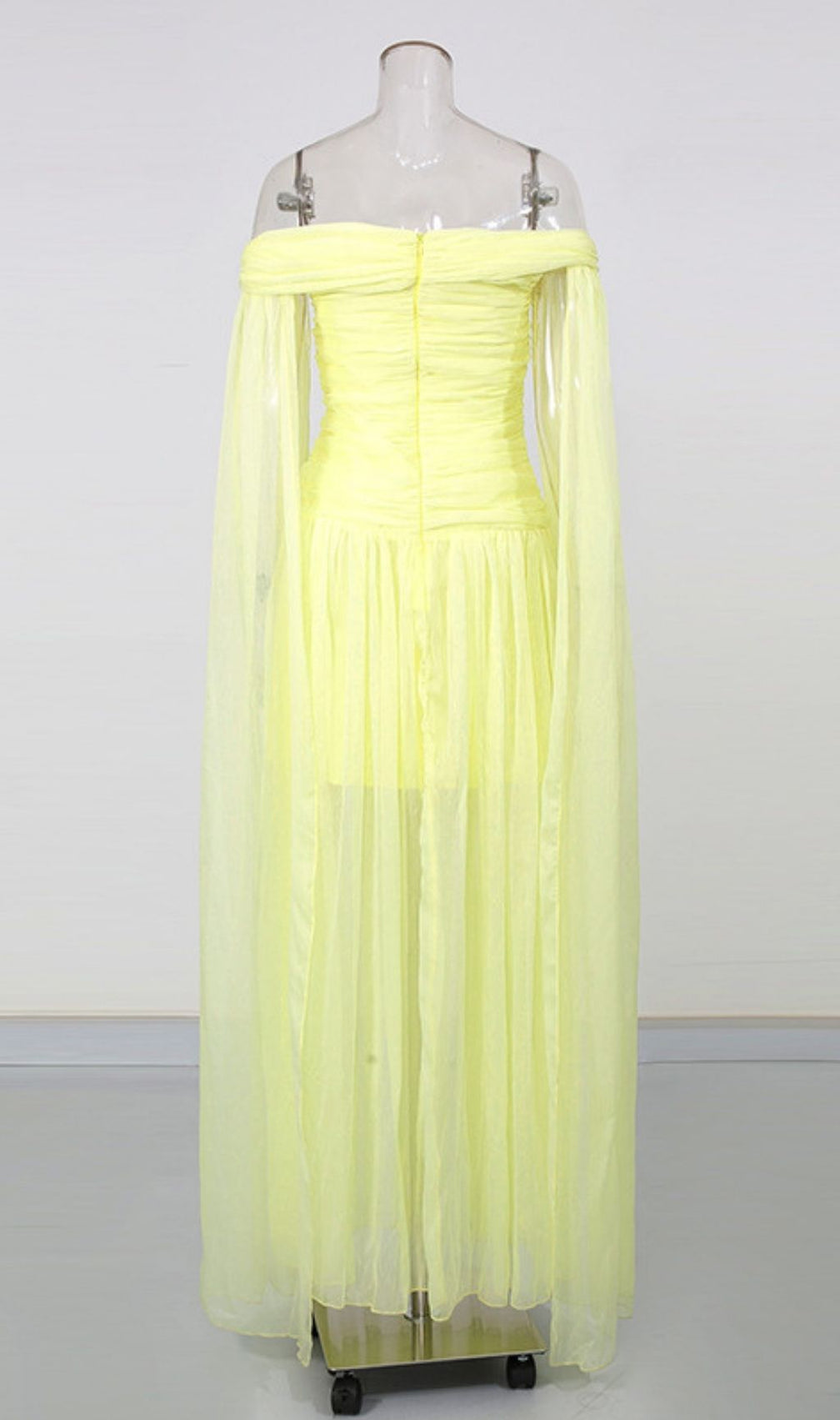 Keturah Radiant Yellow Off-Shoulder Ruched Maxi Dress