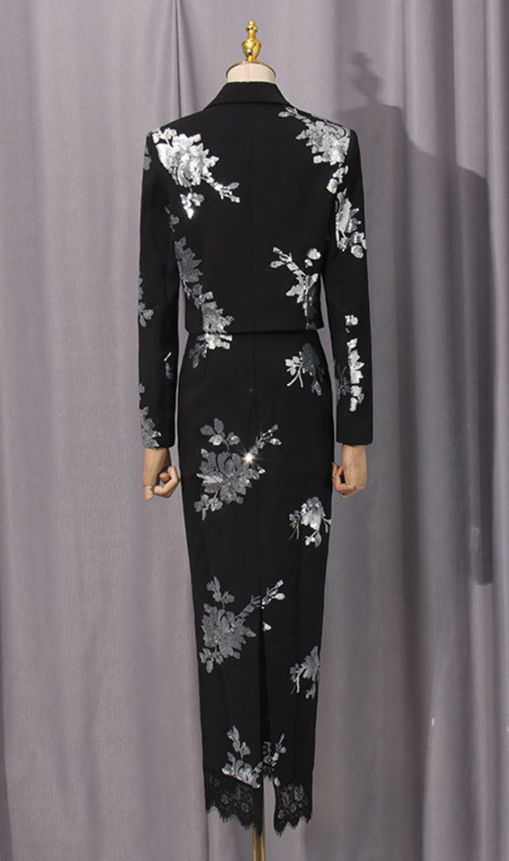 Gonca Sequin Flower Embellished Two-Piece Set