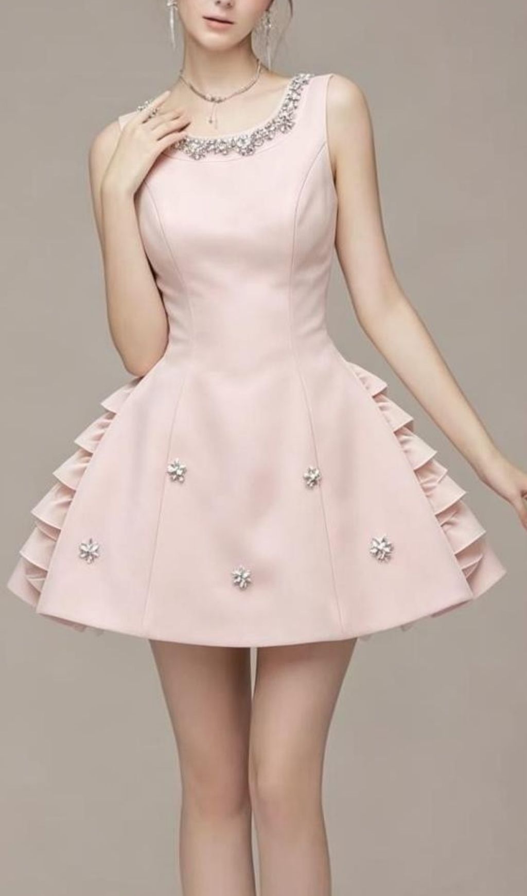 Kiersten Pink Diamante Bow Mini Dress