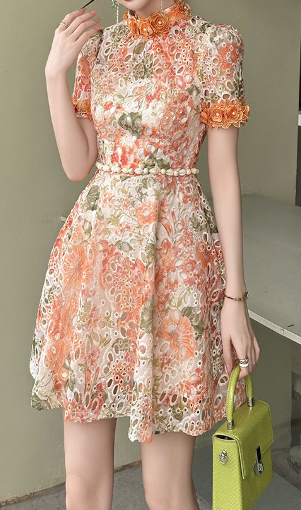 Daija Flower Embroidery Mini Dress