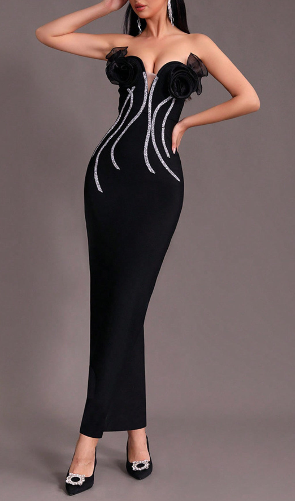 Altessa V Neck Bandage Maxi Dress