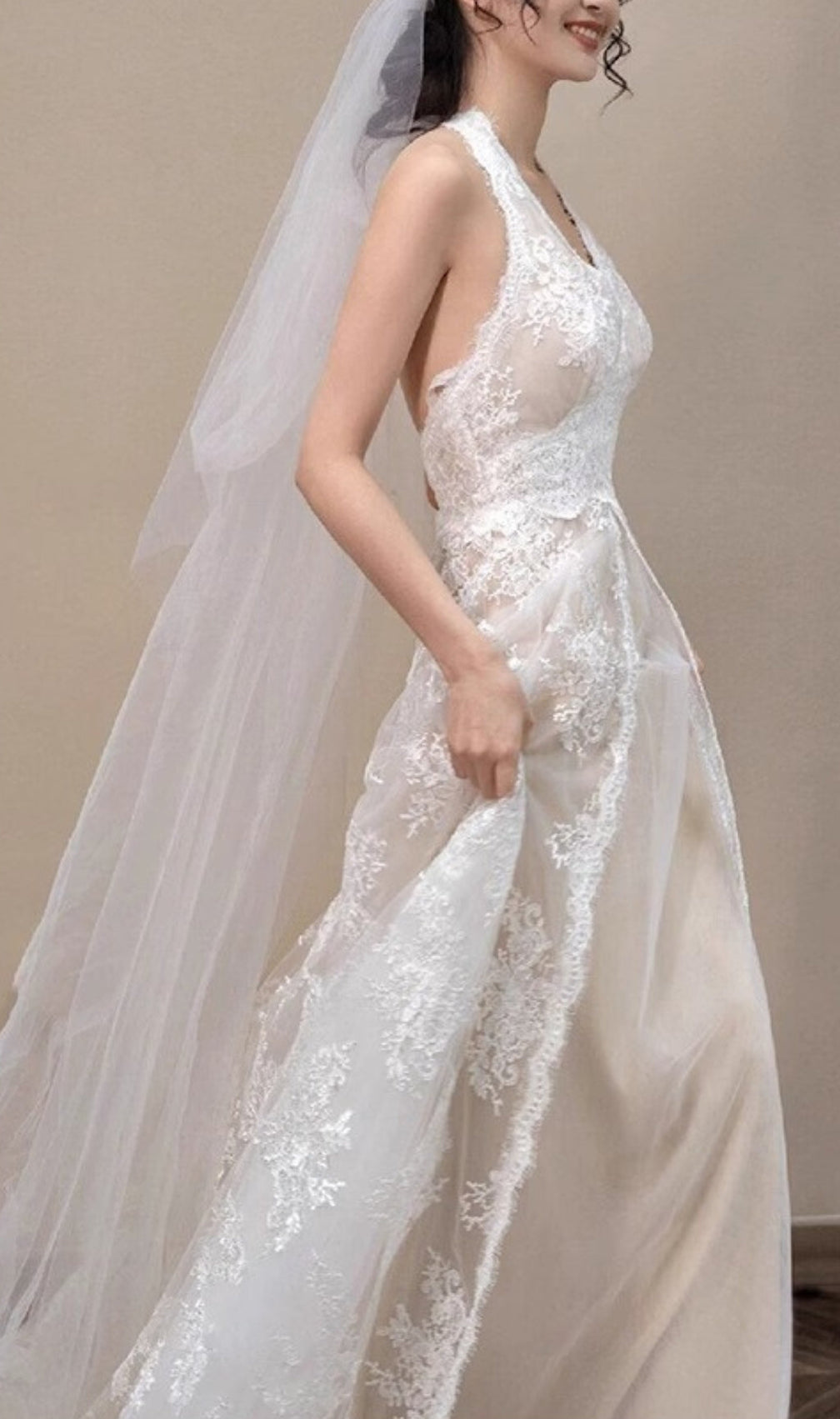 Aviella Halter Lace Wedding Dress