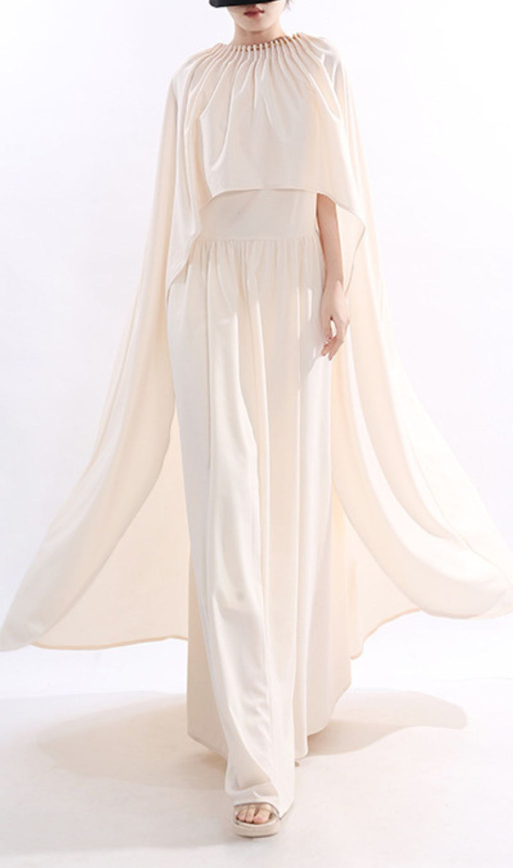 Batzion Dramatic Cape Dress Set | Elegant Maxi Gown for Special Occasions