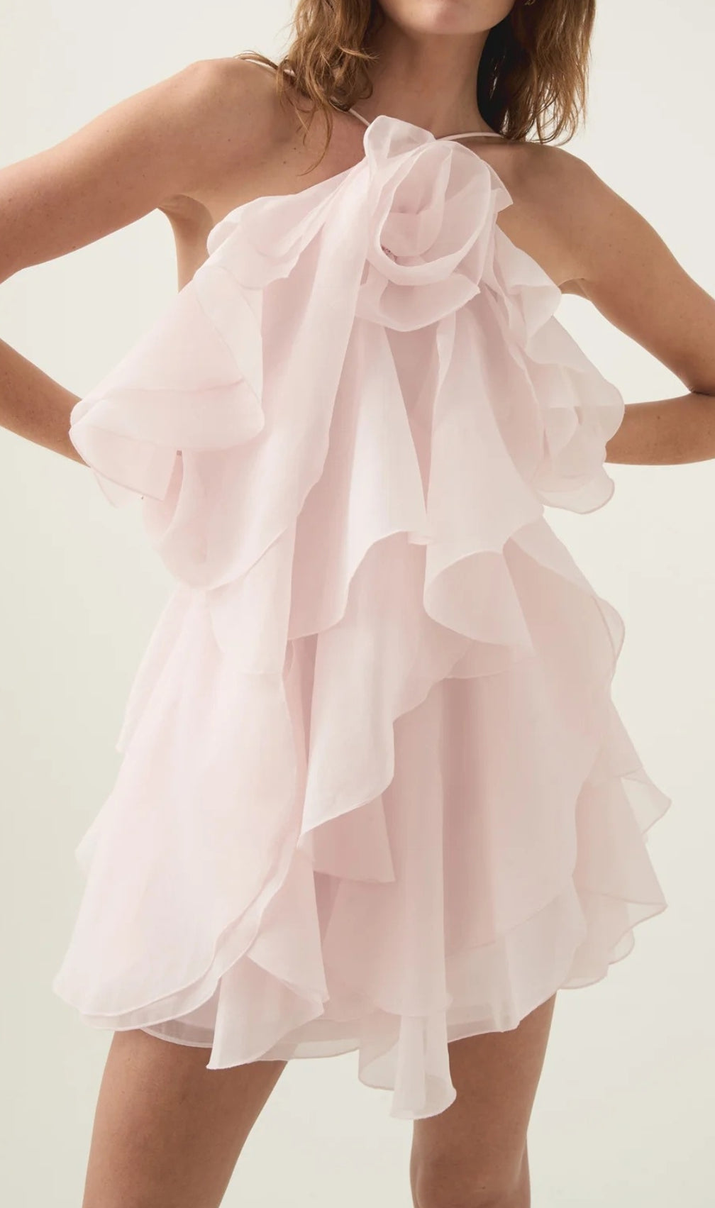 Pandorea Pastel Pink Layered Mini Dress