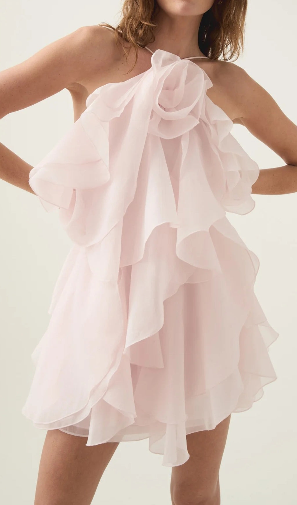 Pandorea Pastel Pink Layered Mini Dress